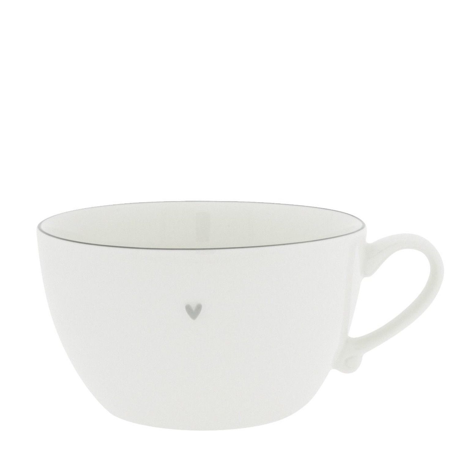 Bastion Collections Suppenteller Graues Herz, Spülmaschinengeeignet, Weiß, graues Herz, ⌀ 15cm, Weiß, graues Herz