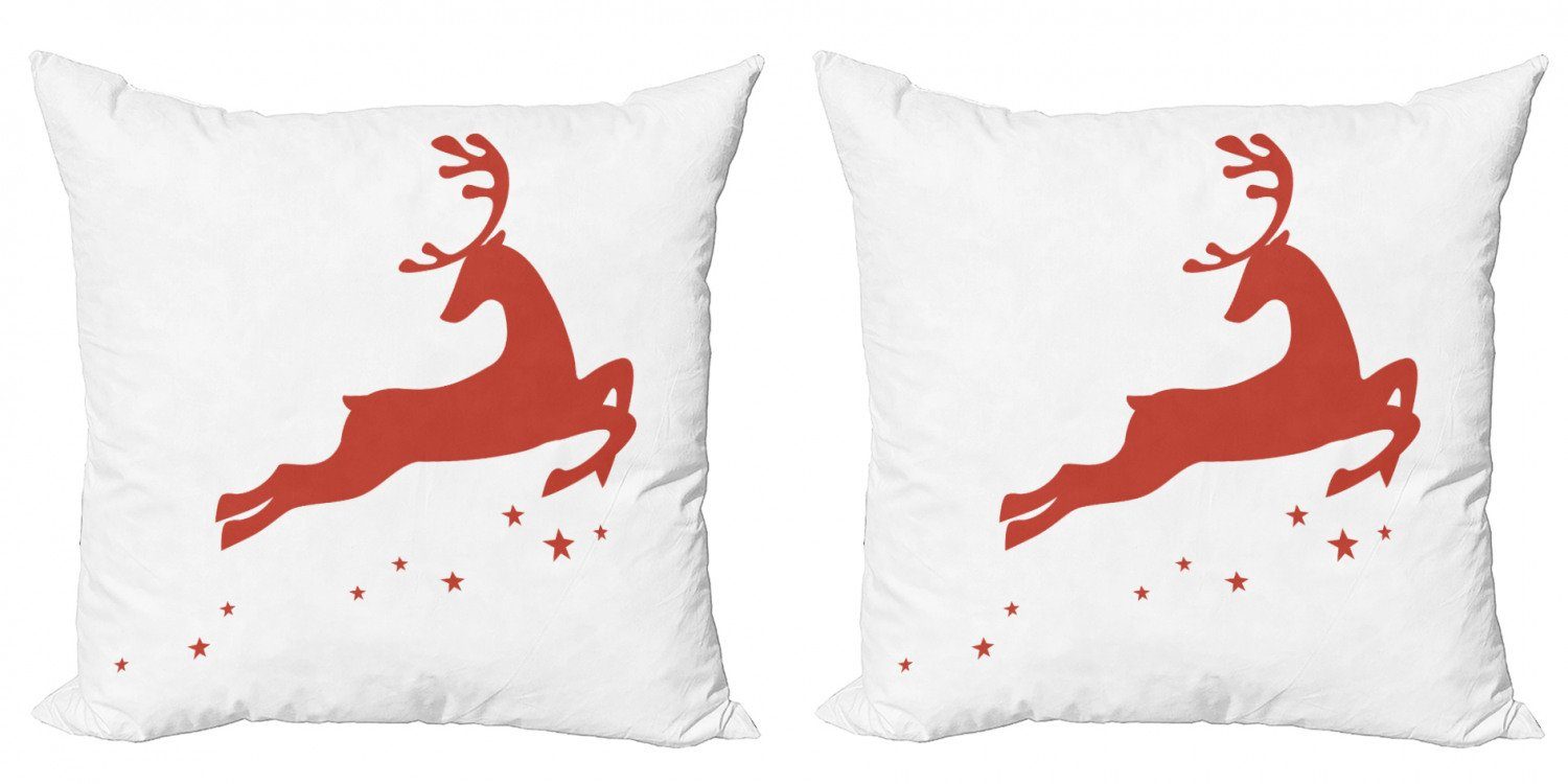 Modern Doppelseitiger Sterne Accent (2 Kissenbezüge Digitaldruck, Reindeer Abakuhaus rot Jumping Stück),