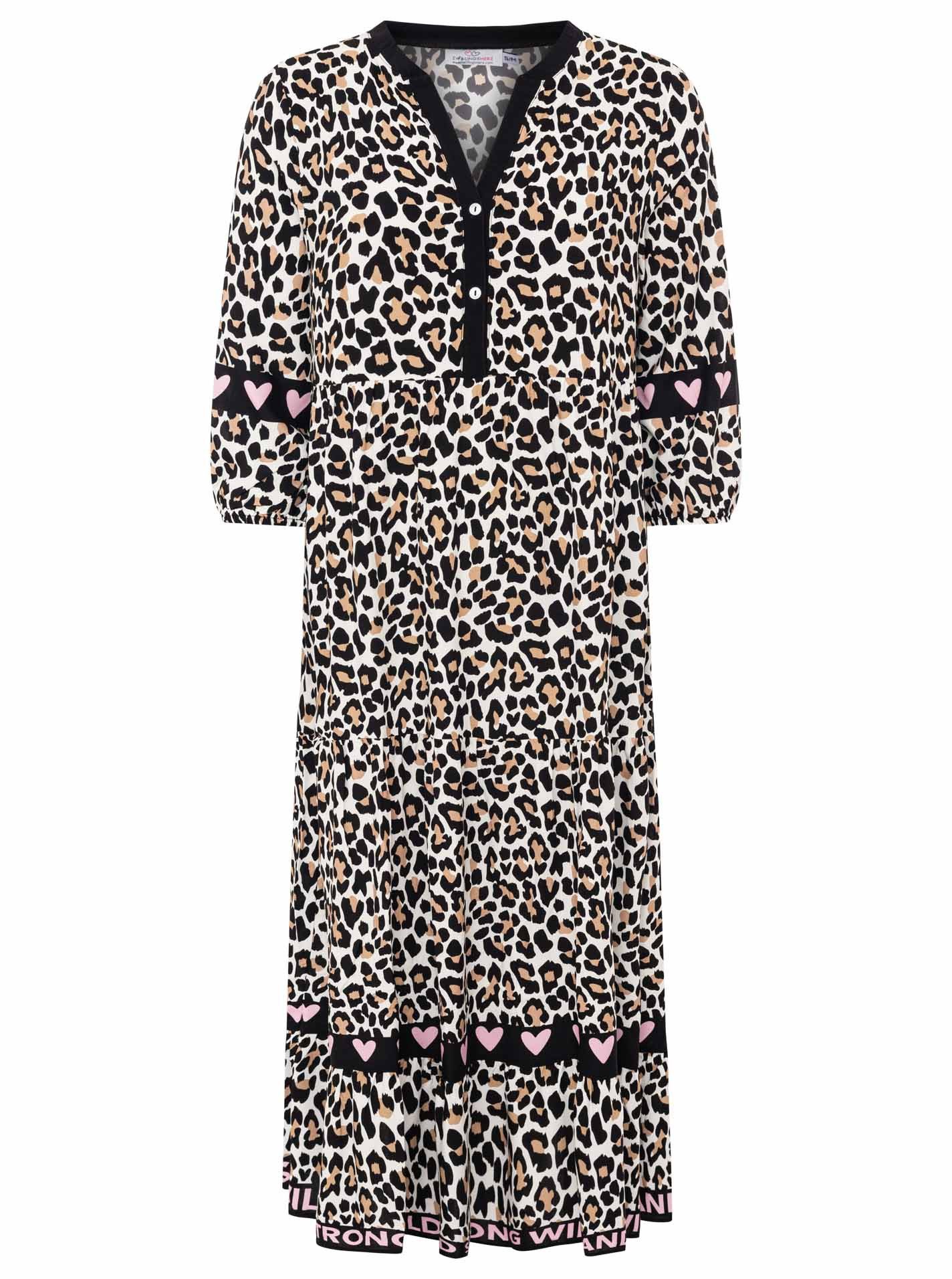 Zwillingsherz Maxikleid "Classic Leo" Leomuster, Knopfleiste und 3/4 Arm