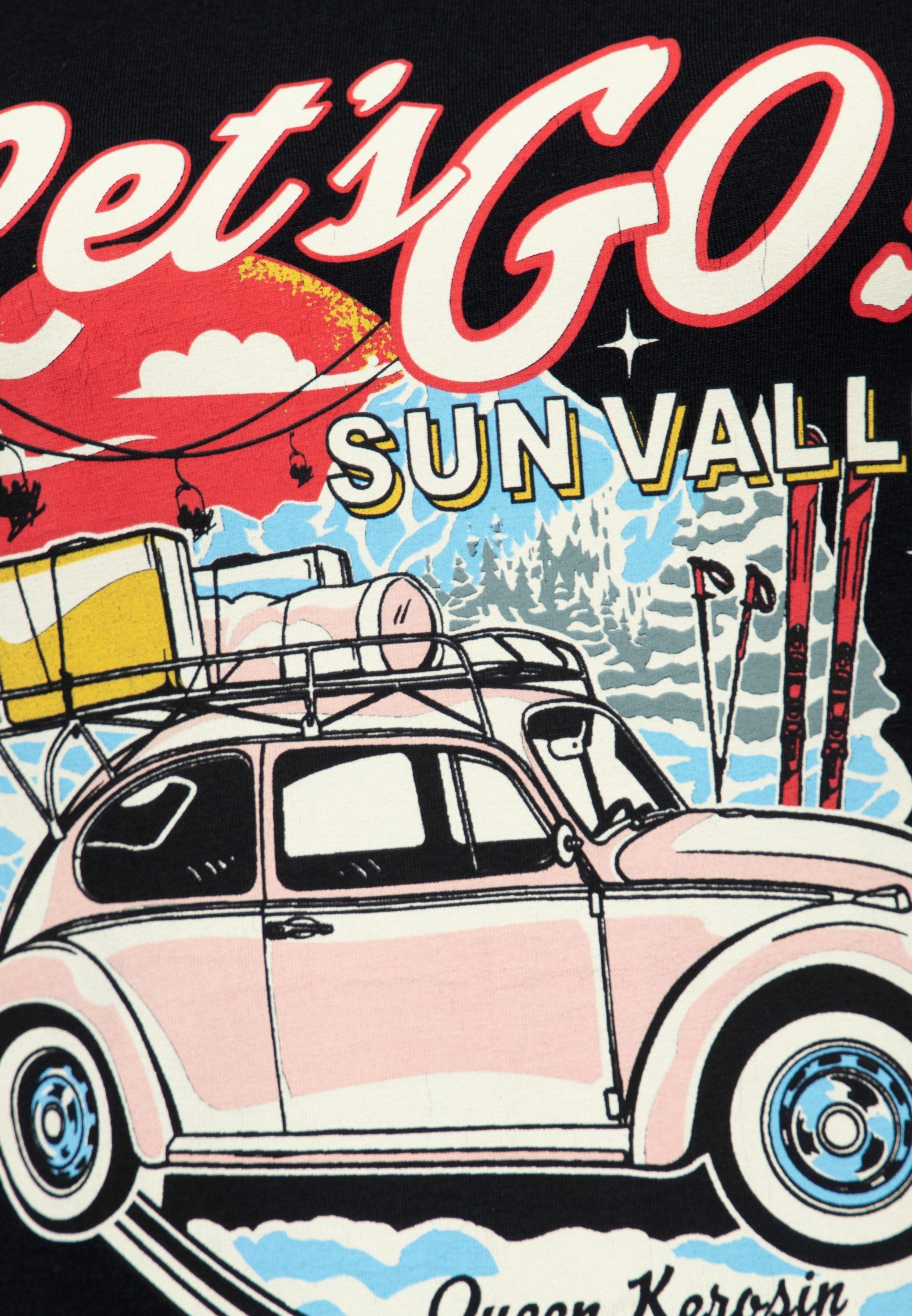 QueenKerosin Print-Shirt Sun Valley (1-tlg) mit Vintage-Car-Print