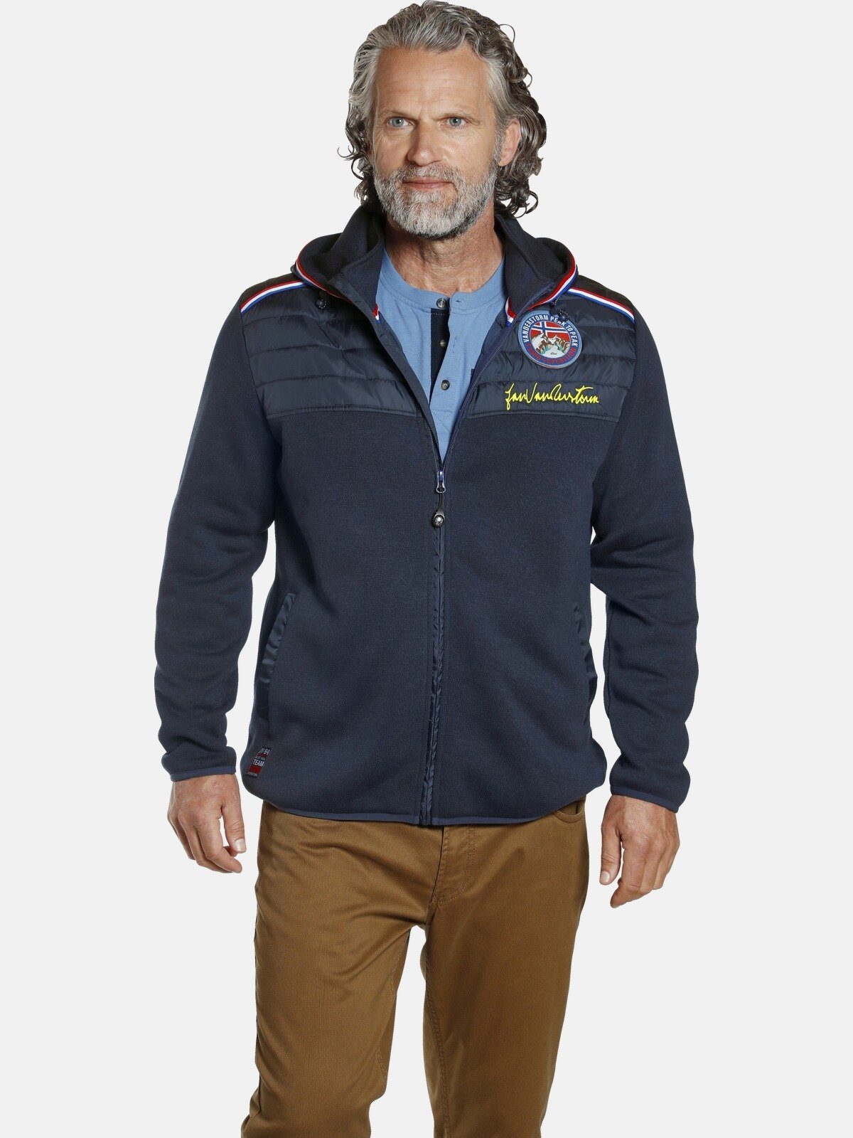 Jan Vanderstorm Kapuzensweatjacke STELLAN sportliche Strickfleecejacke günstig online kaufen