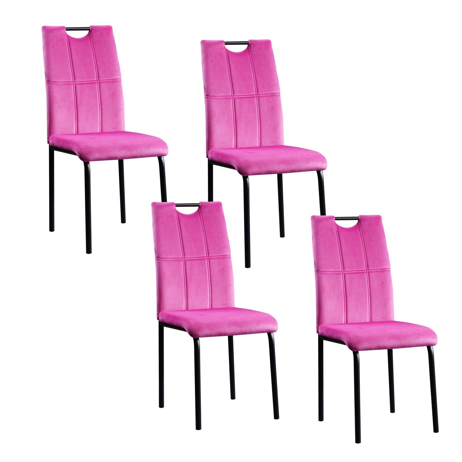 Polsterstuhl Esszimmerstuhl Denton Samt Pink 4er-Set