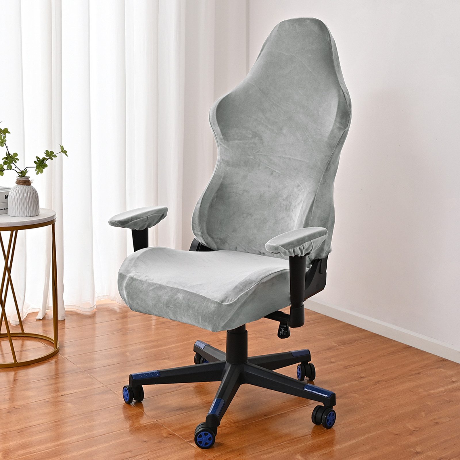 Jibenhome Bürostuhlhusse Stuhlbezug Samt Gaming Stuhl Bezüge mit 2-St Armlehnenbezug, Elastische