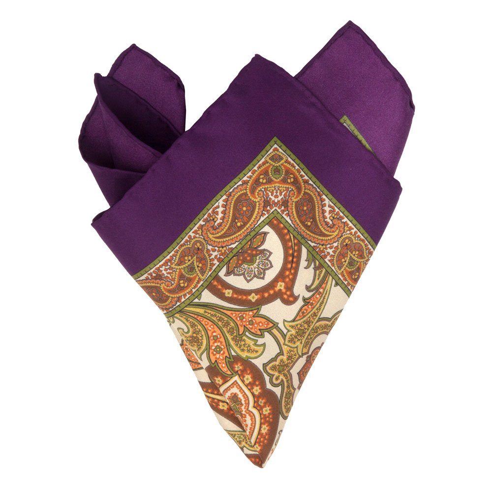 BGENTS Einstecktuch Handrolliertes Twill-Einstecktuch aus reiner Seide mit  Paisley-Muster, Besondere Farbbrillanz | Breite Krawatten