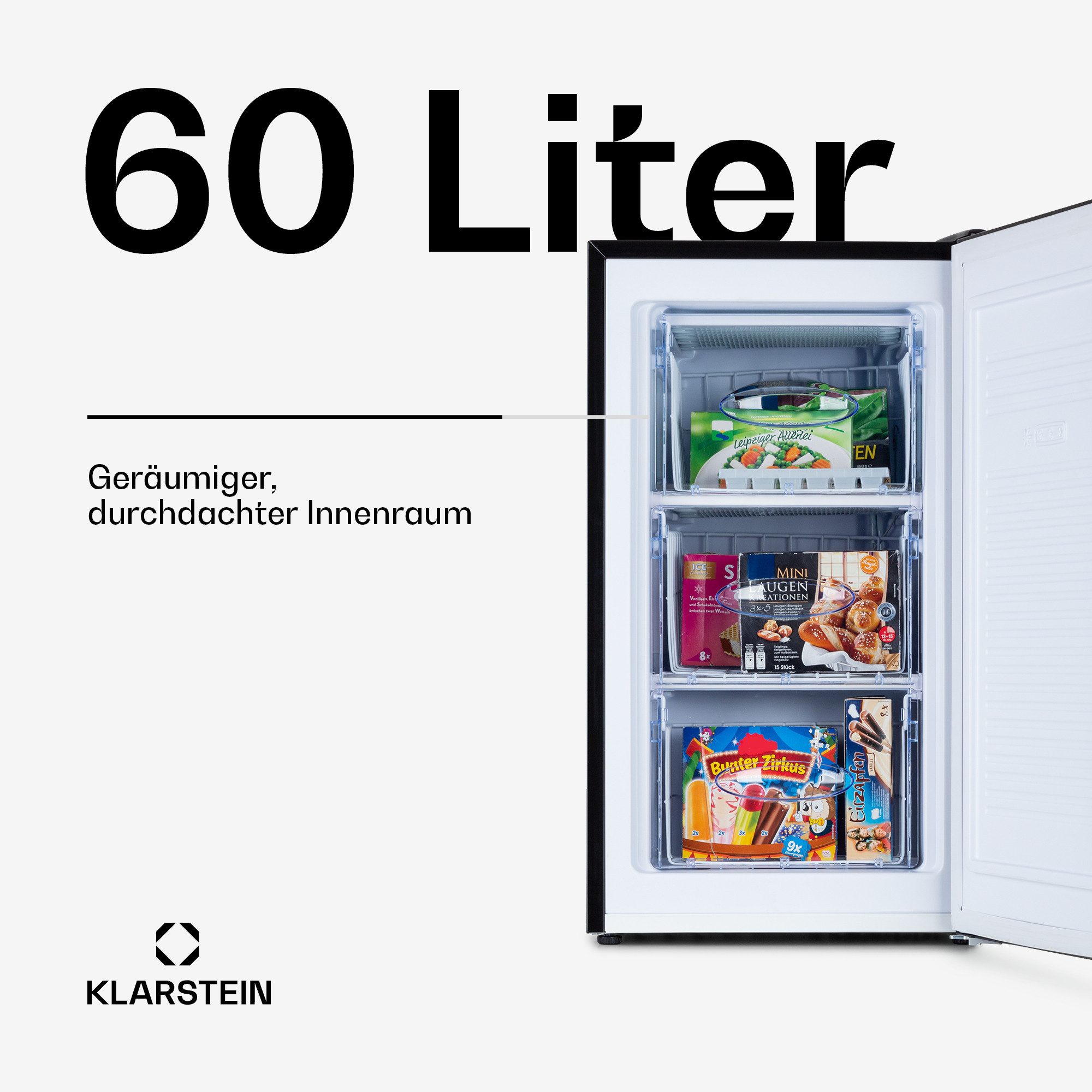 Klarstein Gefrierschrank 10045804, 84.5 cm hoch, 47 cm breit, Tiefkühlschrank freistehend Gefriertruhe Gefrierschrank groß Kühltruhe
