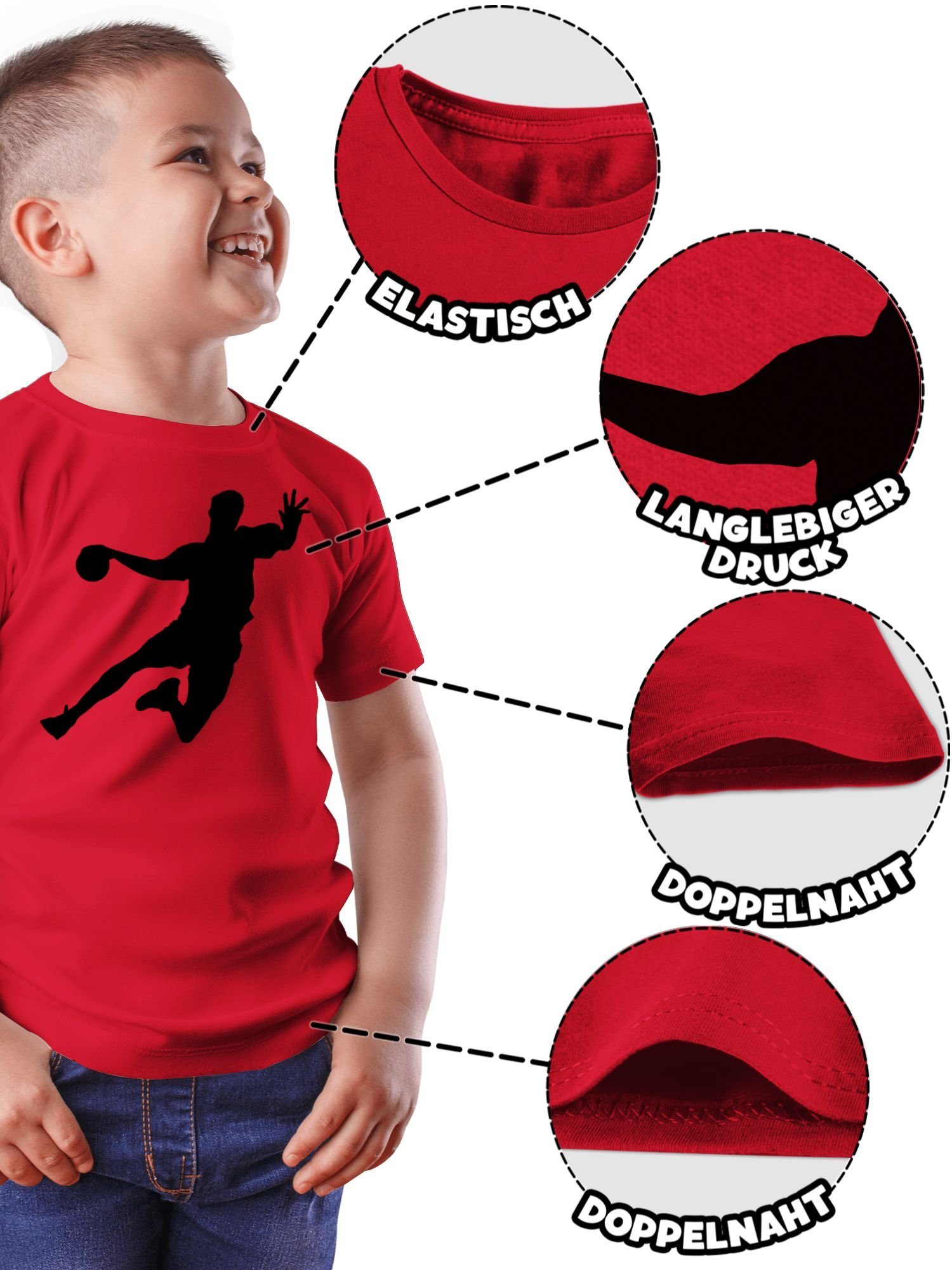Rot 3 Kleidung Sport T-Shirt Handballer Shirtracer Kinder