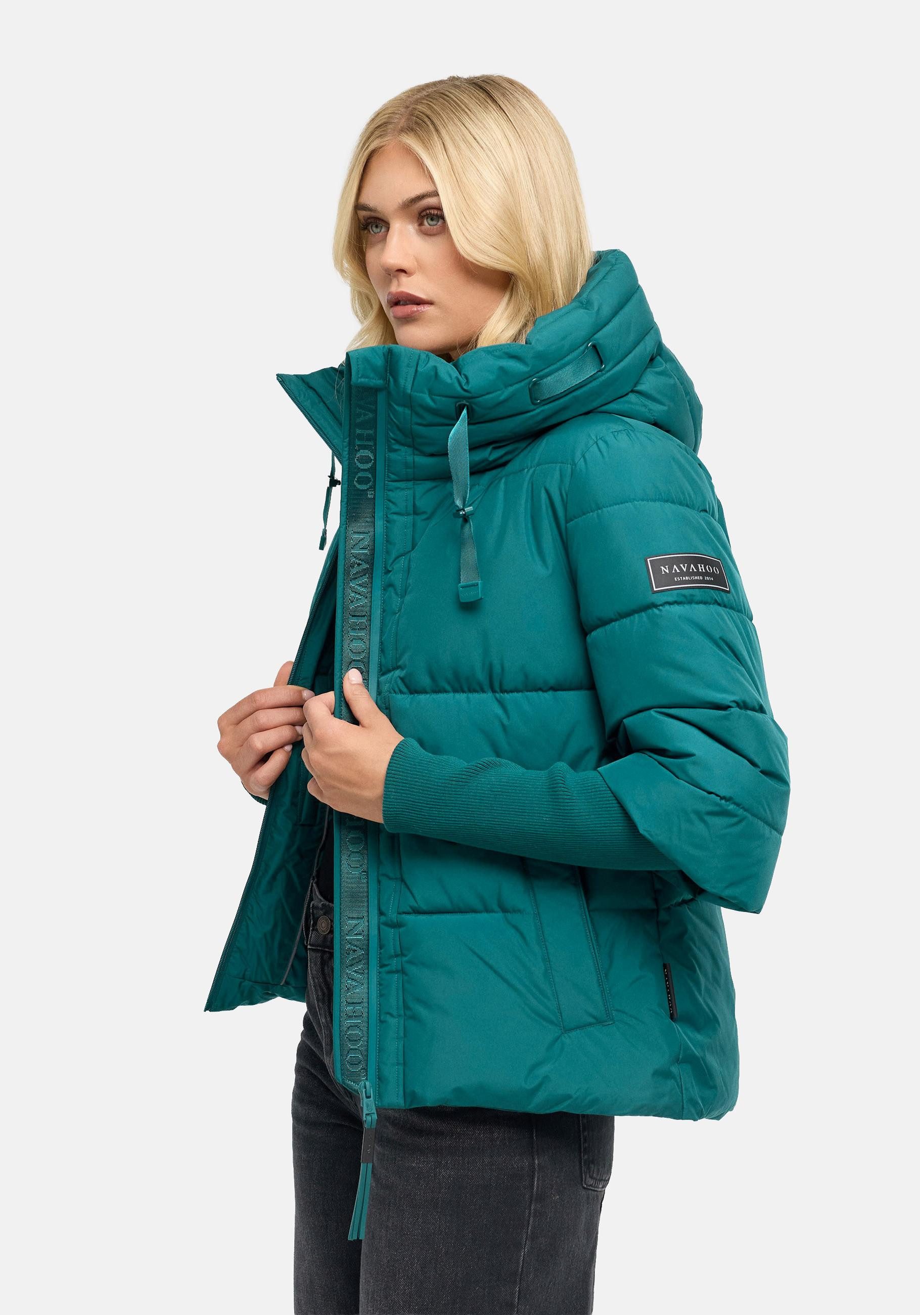 Navahoo Steppjacke Lotusherz XIV Warme gesteppte Winterjacke mit Rippstrickärmeln