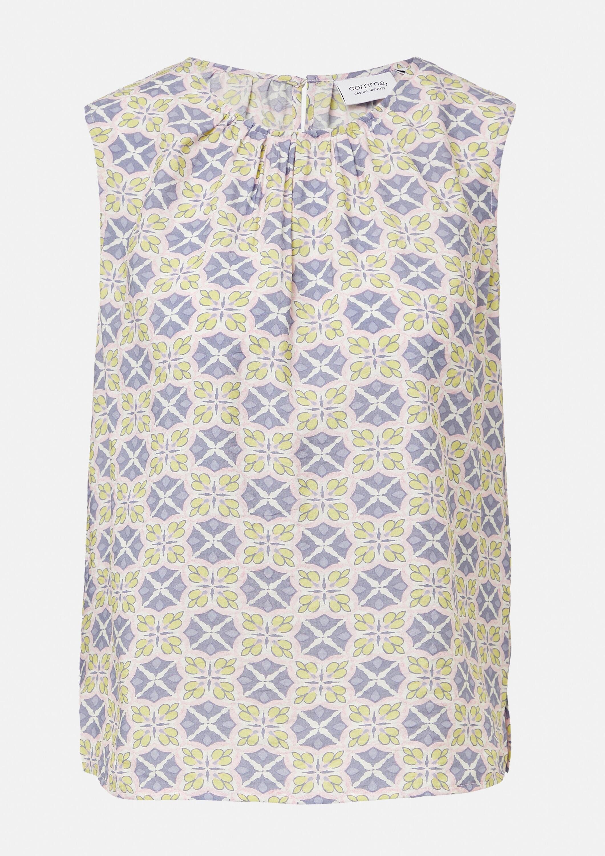 comma Blusentop Bluse Strukturiertes Blusentop mit Raffung
