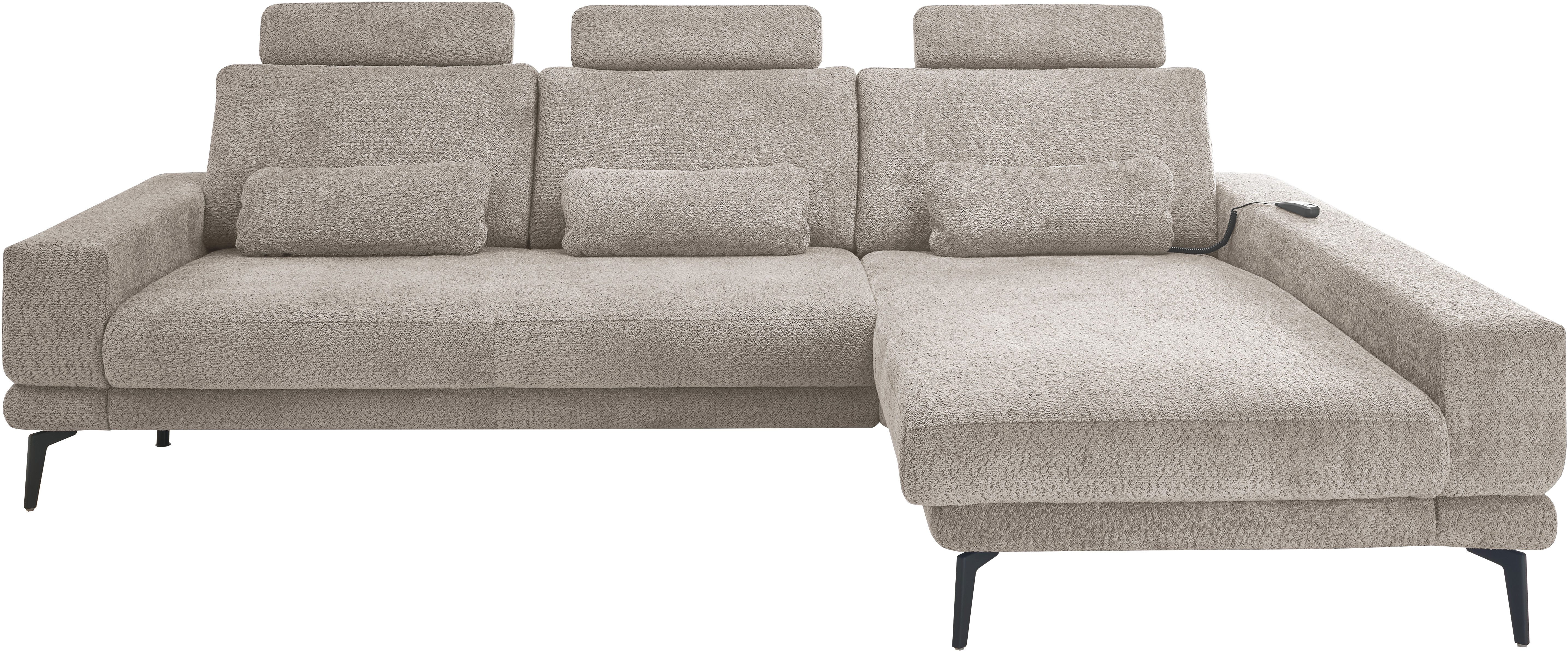 set one by Musterring Ecksofa SO 3600, inkl motor. Sitztiefenverstellung, Kopfstützen, Nierenkissen, Sitzhöhe 42 cm, Federkern, Breite 293 x Tiefe 180 cm, Kama stone