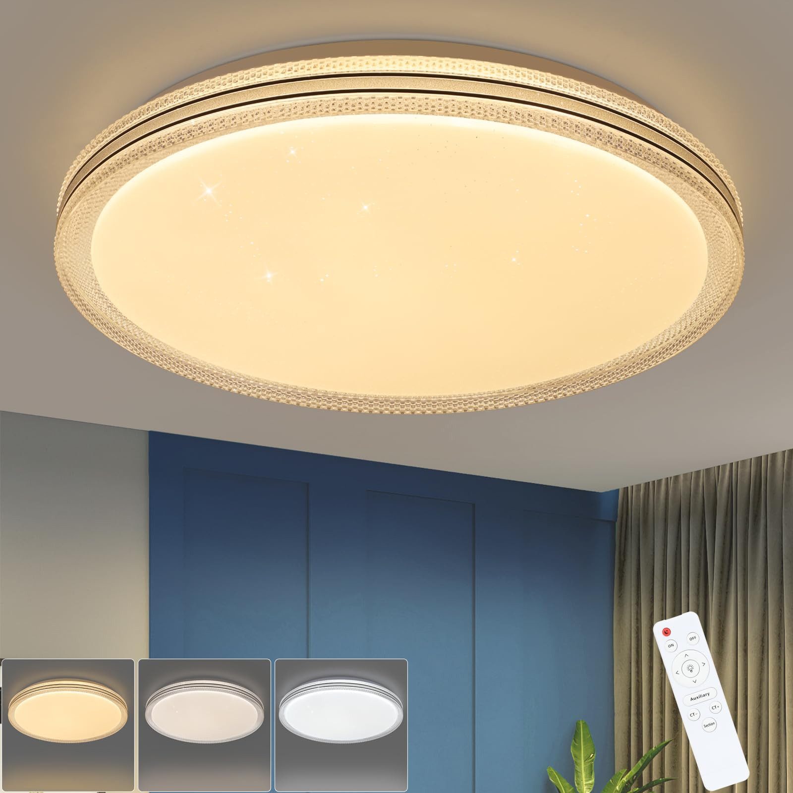 Nettlife LED Deckenleuchte Sternenhimmel Dimmbar Ø40cm günstig online kaufen