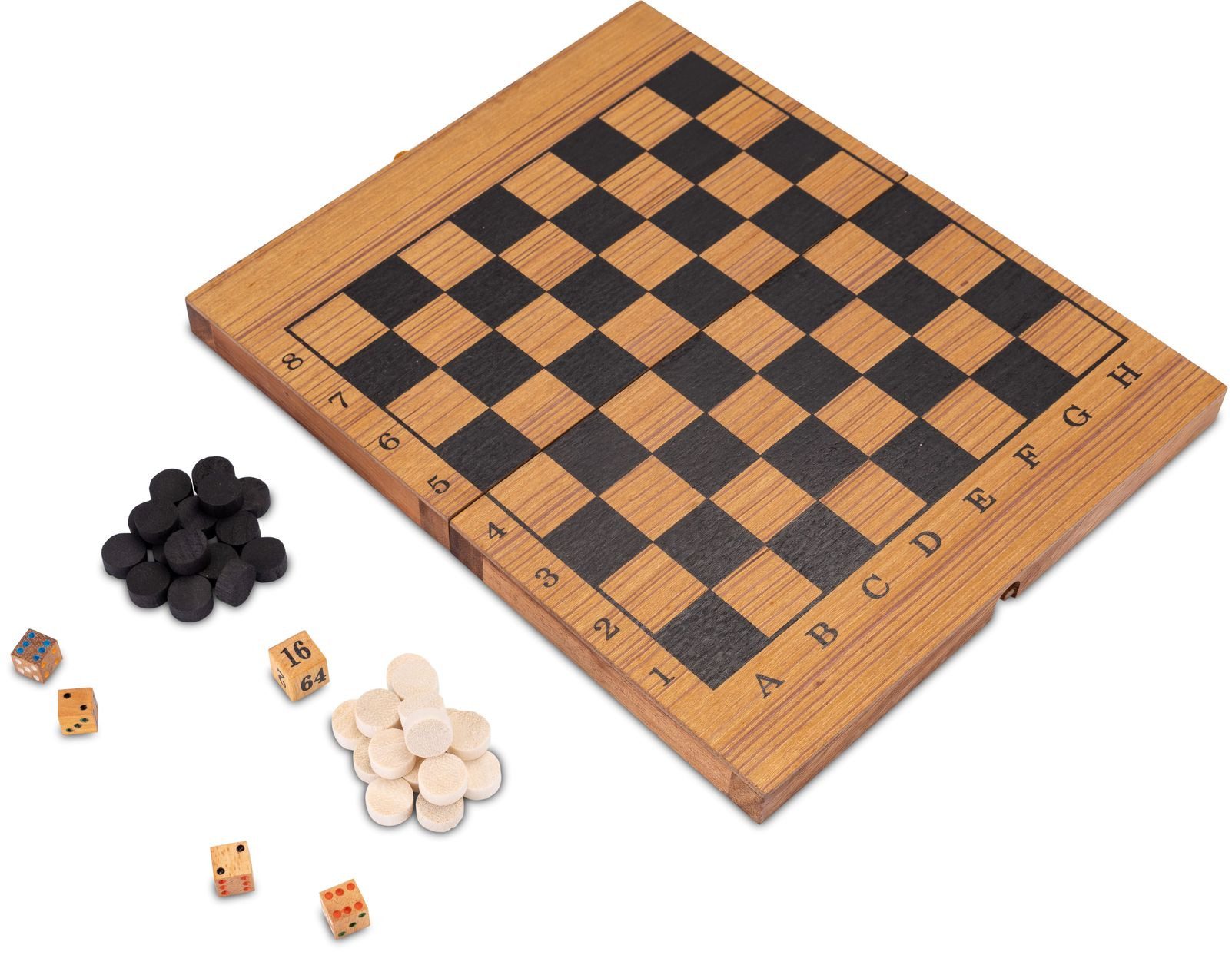 LOGOPLAY Spiel Backgammon Gr. M 31x25 cm, Gesellschaftsspiel, Backgammon + Dame Gr. M Klassiker-Duo Holzspiel für strategischen