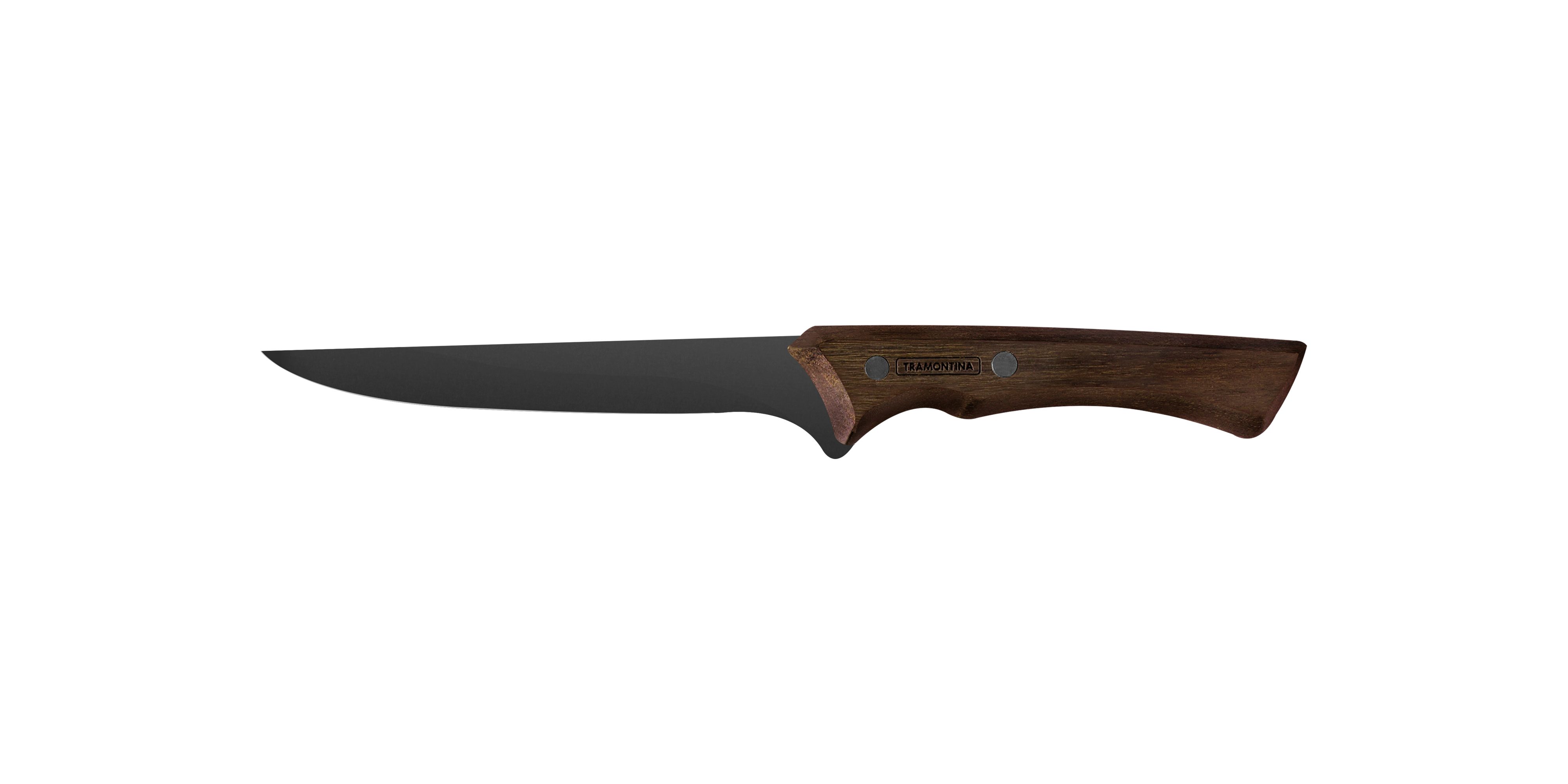 Tramontina Ausbeinmesser CHURRASCO BLACK - dunkle Edelstahlklinge, FSC Holzgriff, 15 cm, Edelstahlklinge, Holzgriff FSC-zertifiziert, sehr präzise