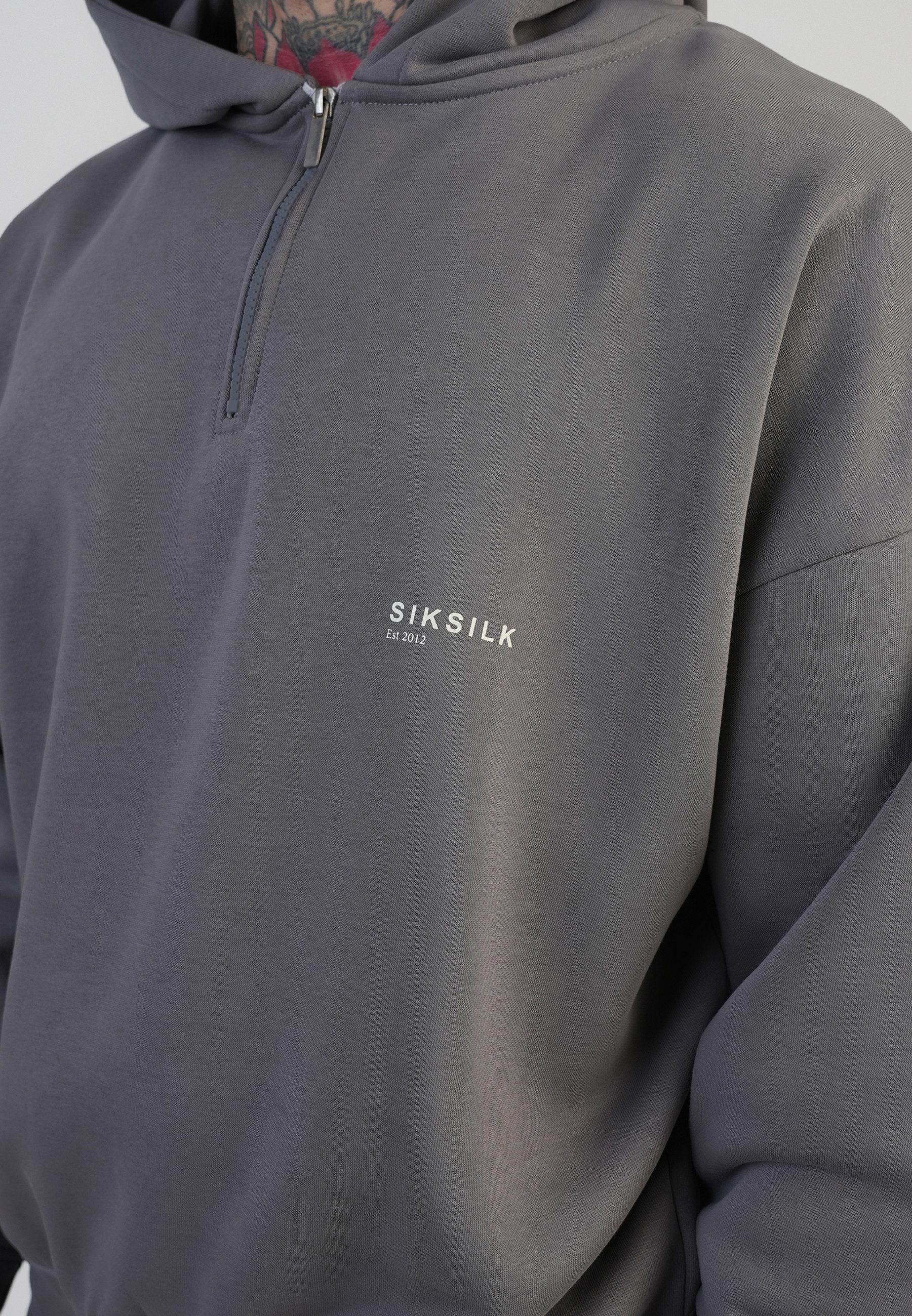 Siksilk Hoodie SikSilk Herren Grafik-Hoodie mit halbem Reißverschluss
