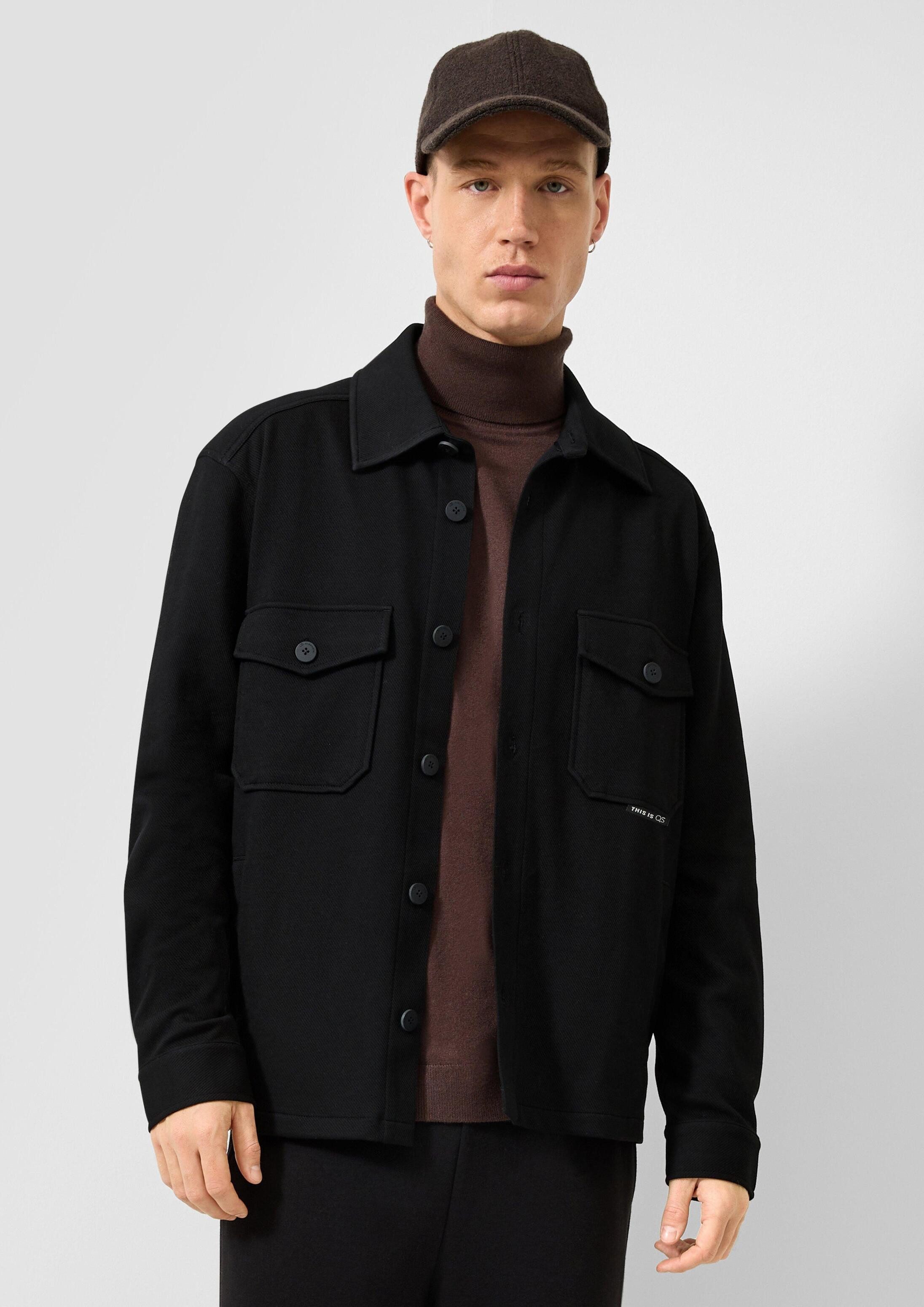 QS Hemdjacke Hemd Overshirt aus Struktur-Jersey