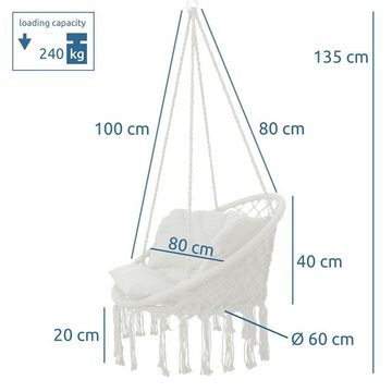 yourGEAR Hängestuhl yourGEAR Boracay Sand - Hängesessel mit Sitz-Polster max 240kg Hängeschaukel 360° Swing Chair Schwebe-Sessel