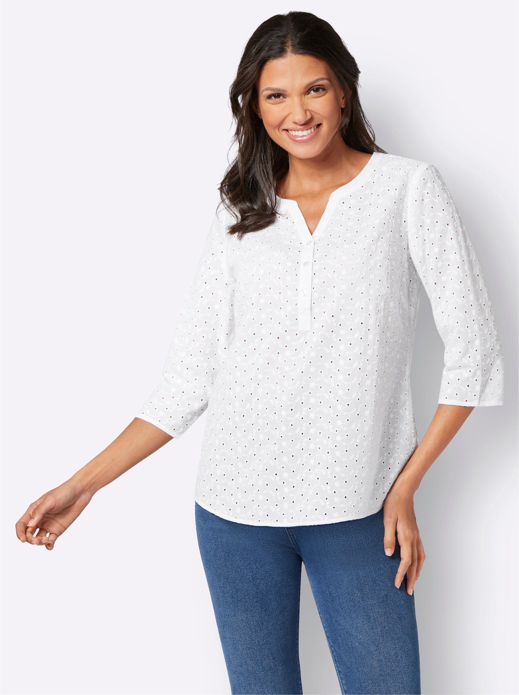 Sieh an! Klassische Bluse Schlupfbluse 3/4-Arm günstig online kaufen