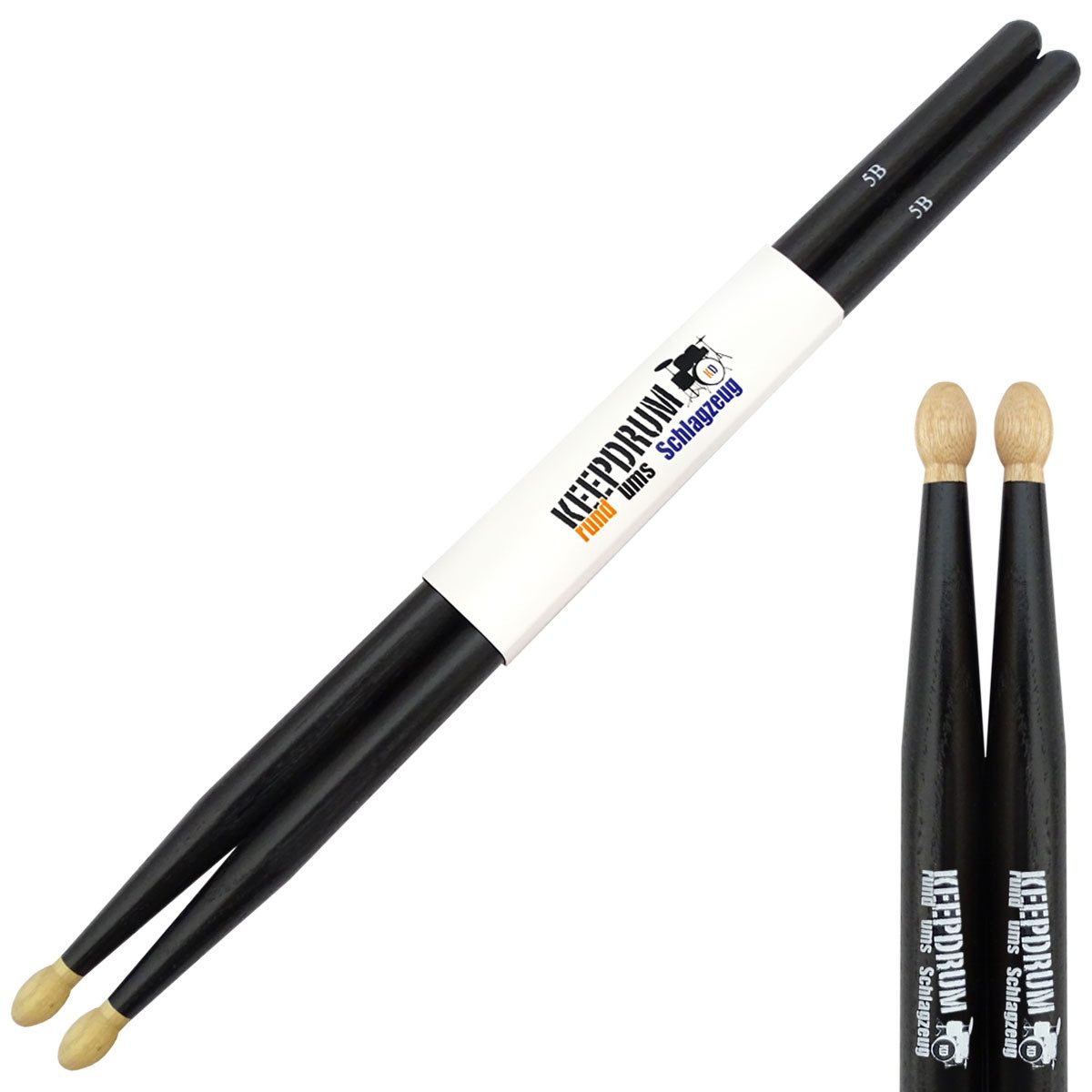 keepdrum Drumsticks keepdrum 5BB Black Hickory Schlagzeugstöcke 6 Paar (6 Paar, schwarz), Einen guten Grip und ein angenehmes Spielgefühl