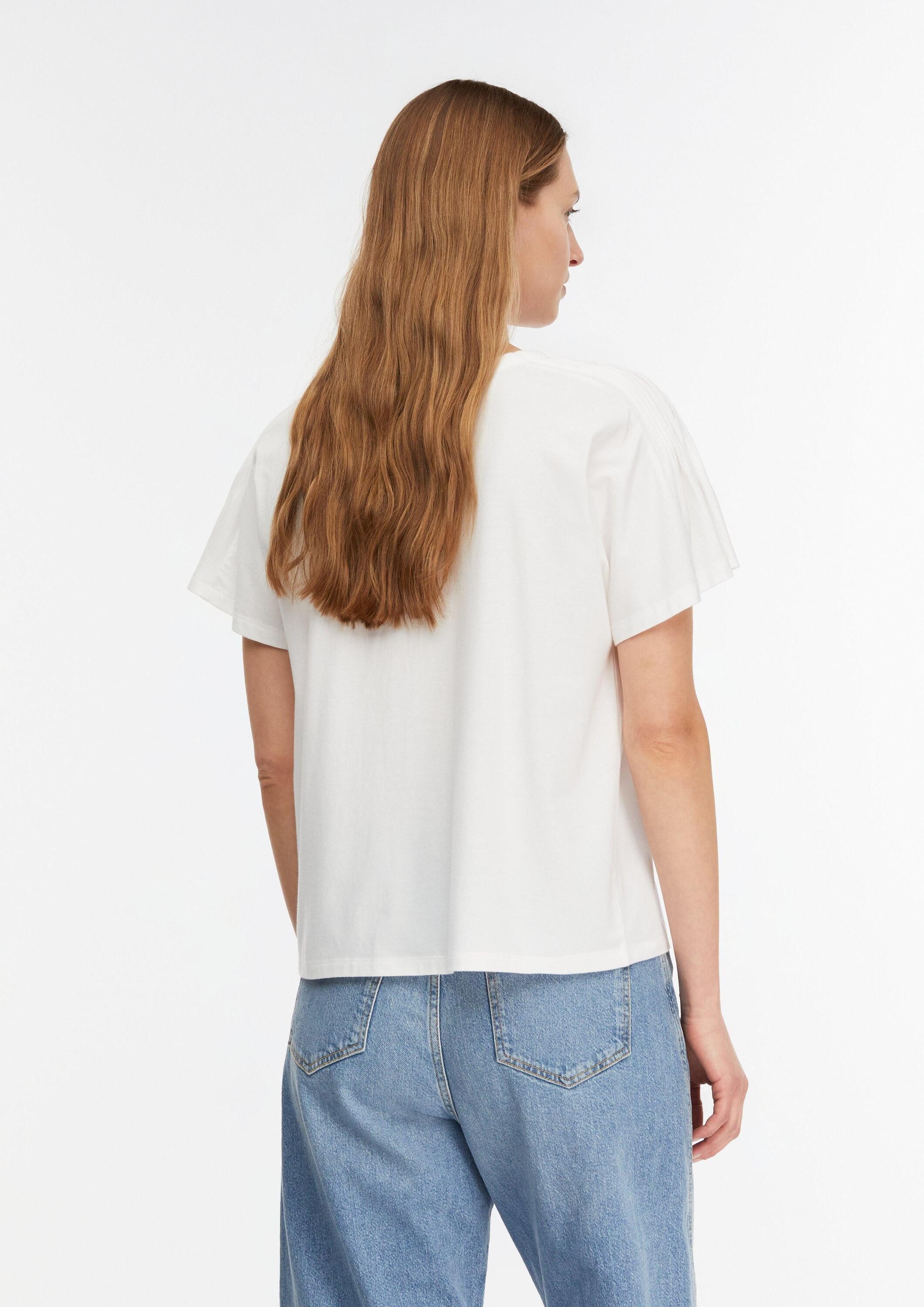 comma Kurzarmshirt T-Shirt Leichtes T-Shirt aus Viskosestretch mit Ärmel-Details