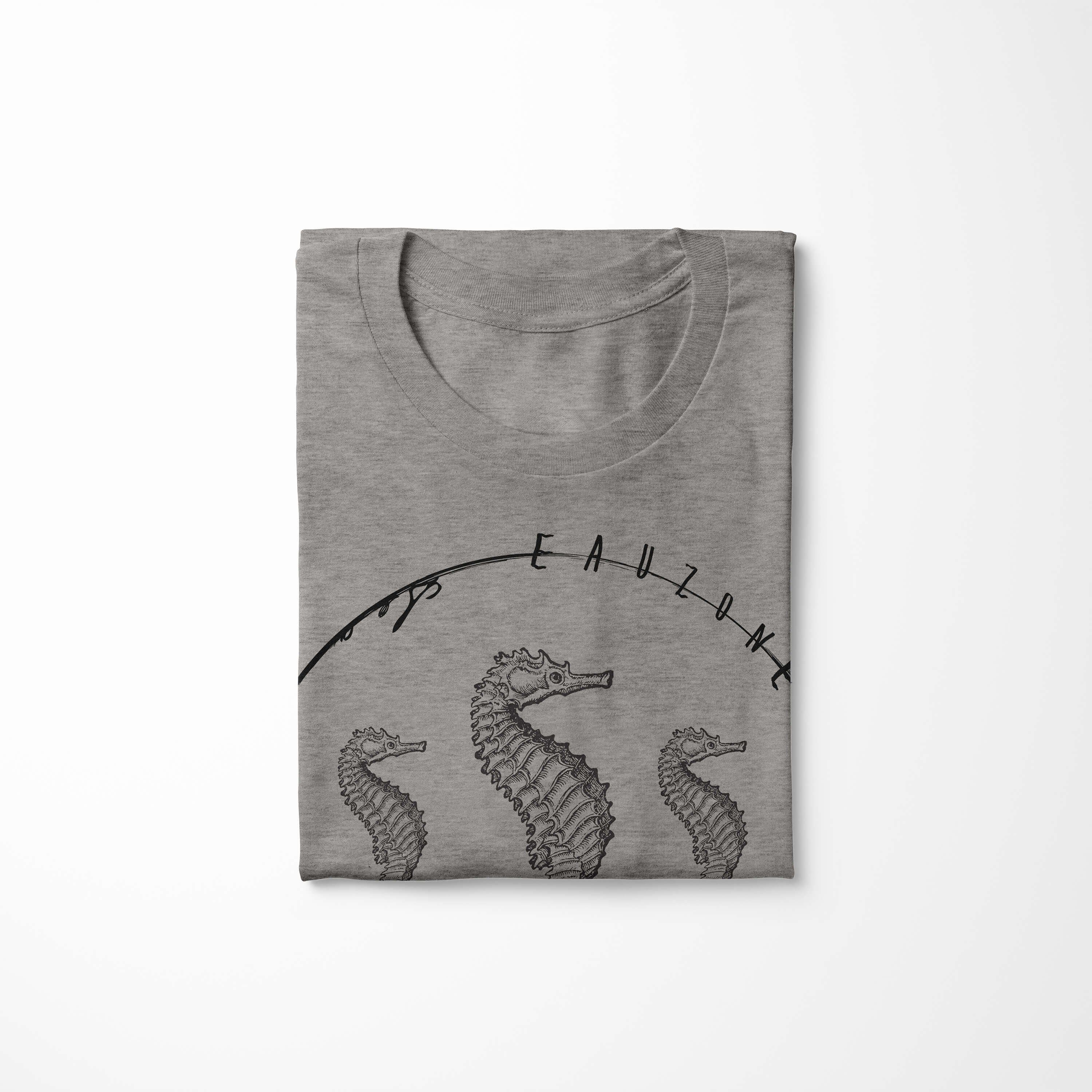 Sinus Art T-Shirt T-Shirt Tiefsee Fische sportlicher Struktur Sea 042 / feine Ash und Creatures, Serie: Sea Schnitt 