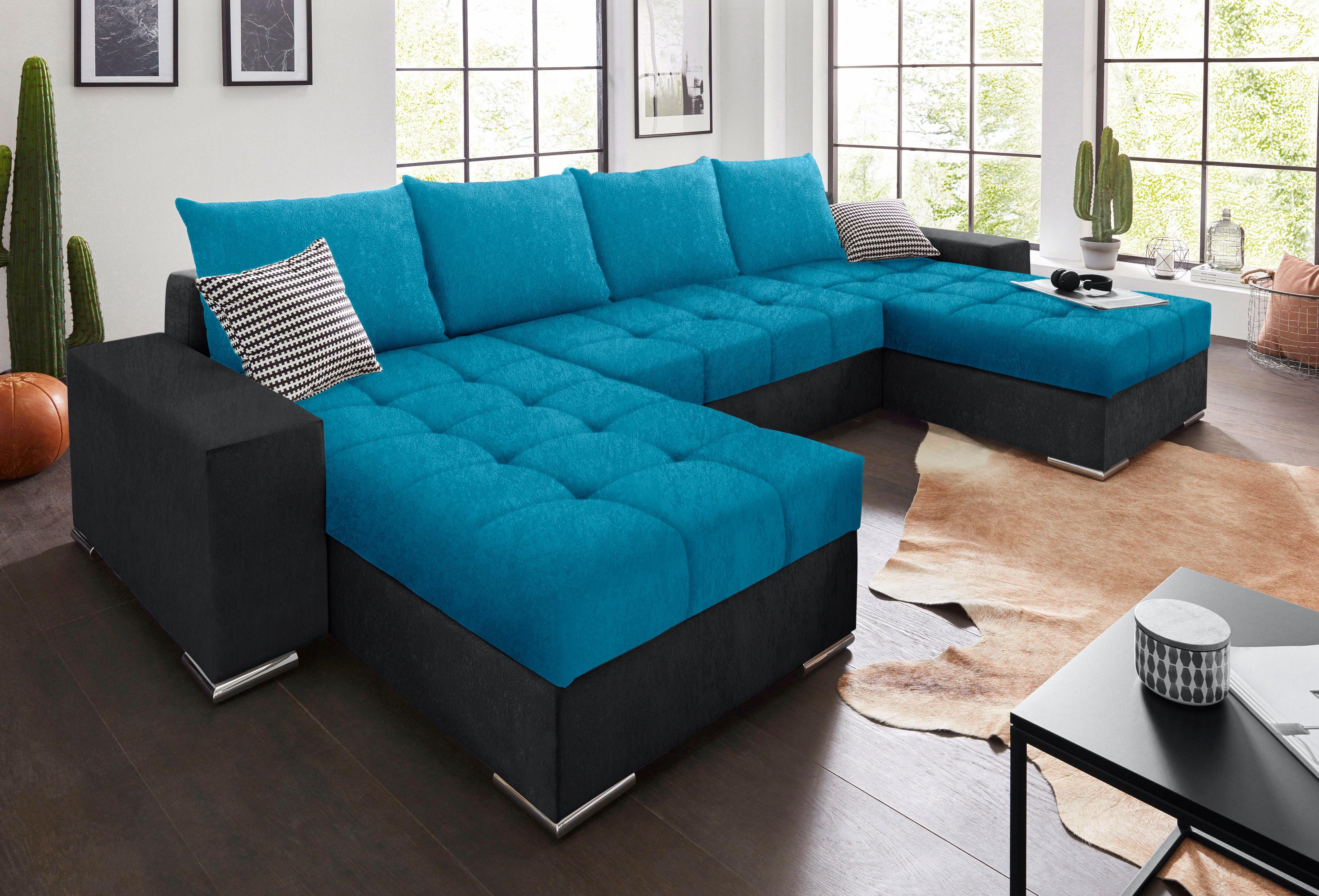 COLLECTION AB Wohnlandschaft Josy XL U-Form, Breite: 313 cm, Liegefl. 137x266 cm, Schlaffunktion, Bettkasten & 2 Zierkissen, Federkern