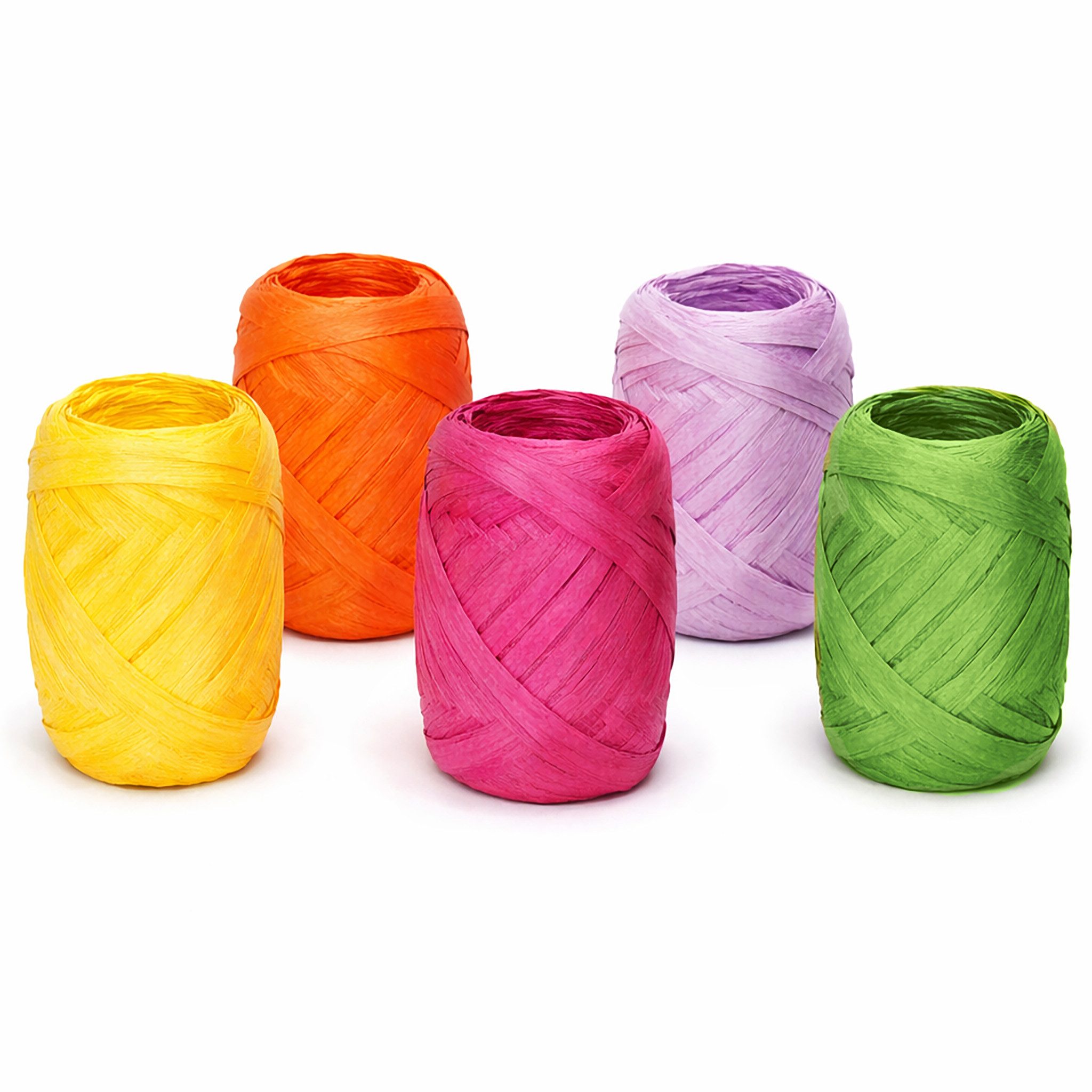 Creativery Bastelband, Papierband Raffiabast 5 Rollen Set je 20m Frühlings Mix