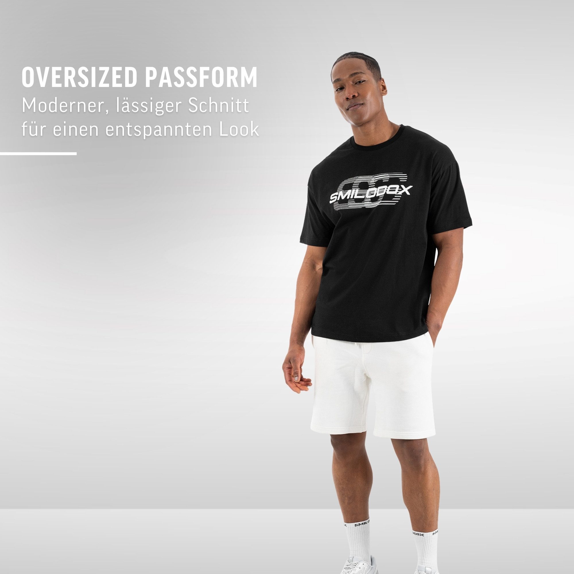 Smilodox T-Shirt Lyam, Oversized Shirt Unisex, T-Shirt mit Print & Rundhals Weiches Material, Großer Print, Oversized Ärmel, Rundhals, Unisex