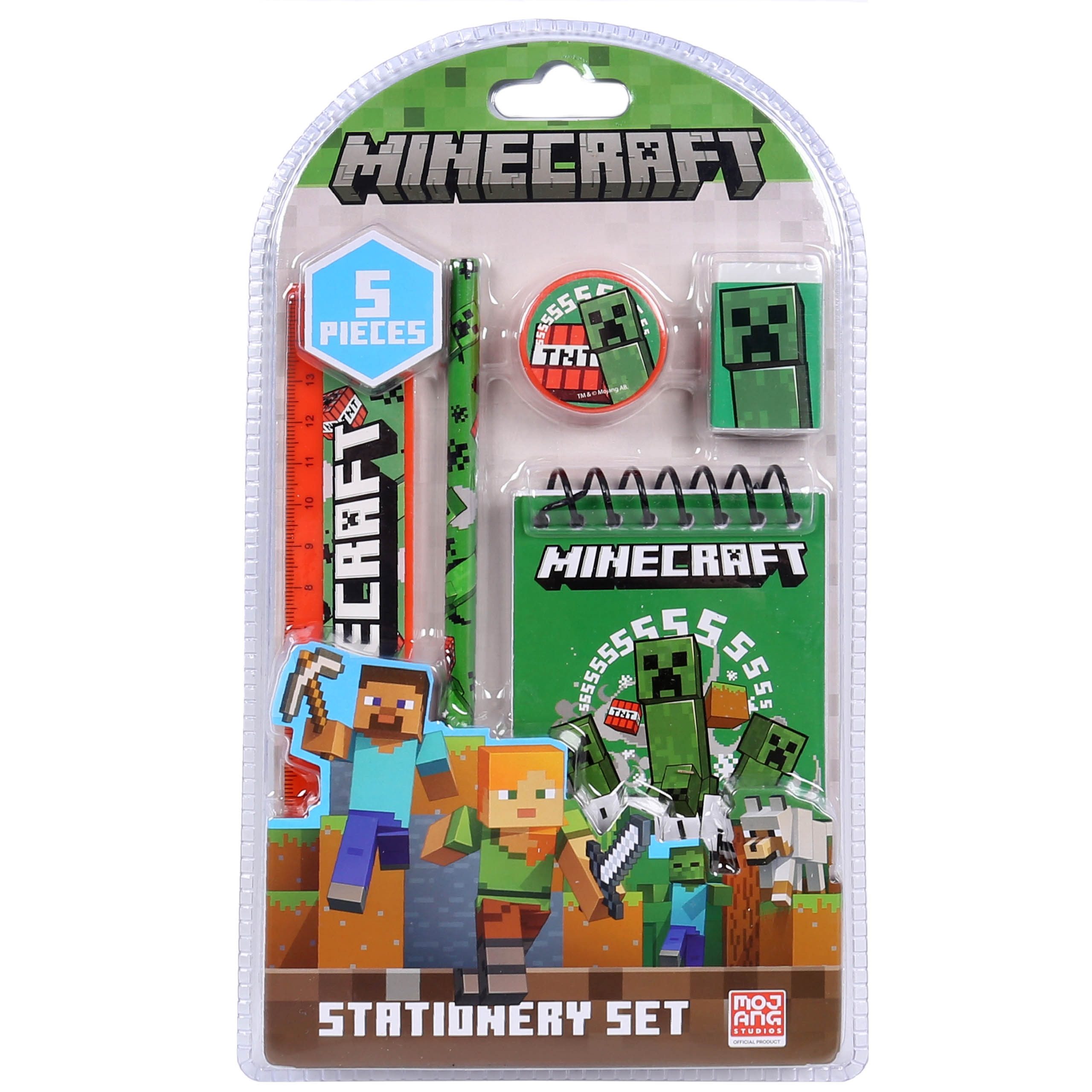 Minecraft Notizbuch Minecraft Schulset für Jungen, Schulbedarf für Fans, 5-teilig