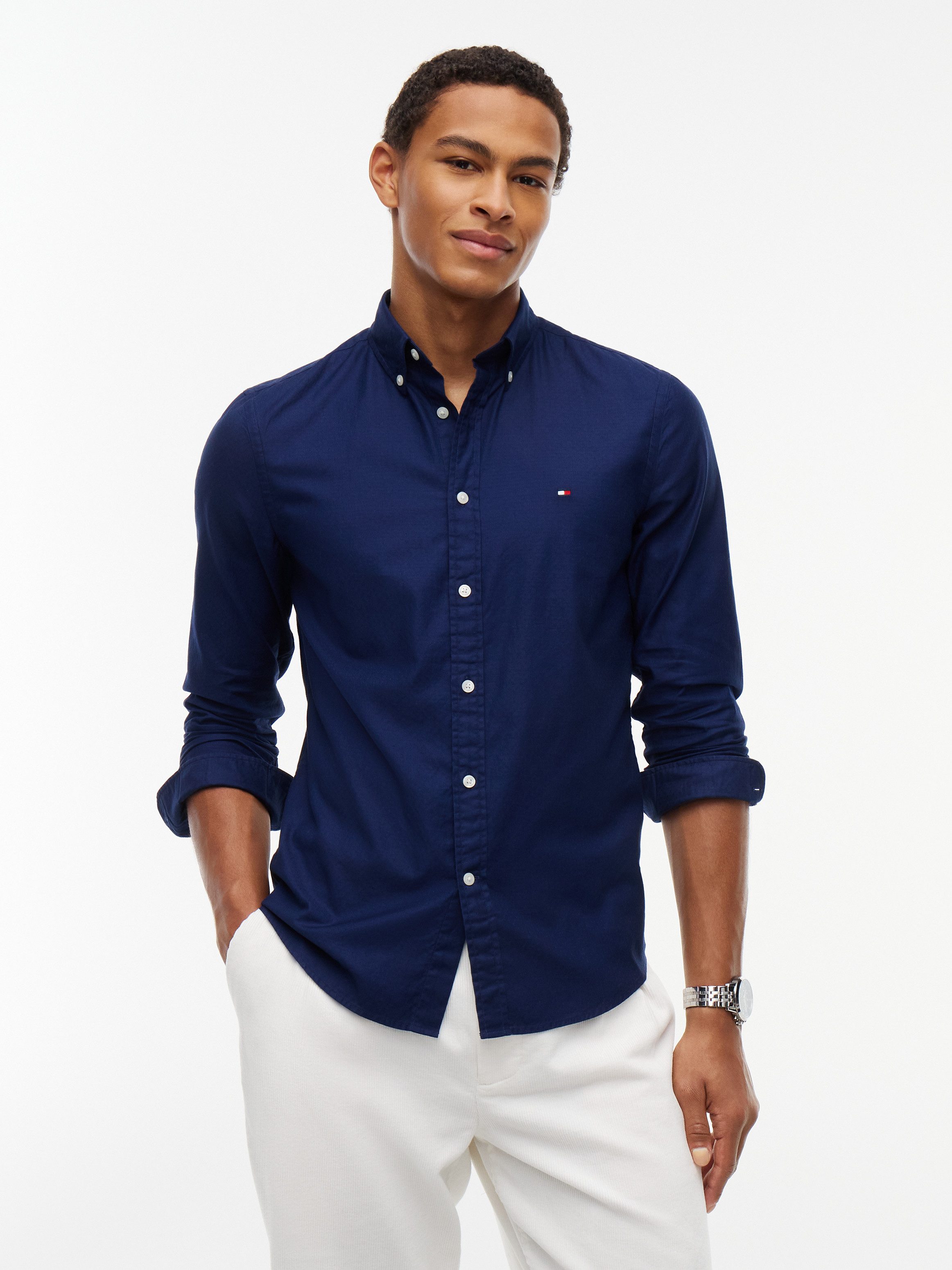 Tommy Hilfiger Langarmhemd FLEX DOBBY SLIM FIT Slim Fit Dobby Structure