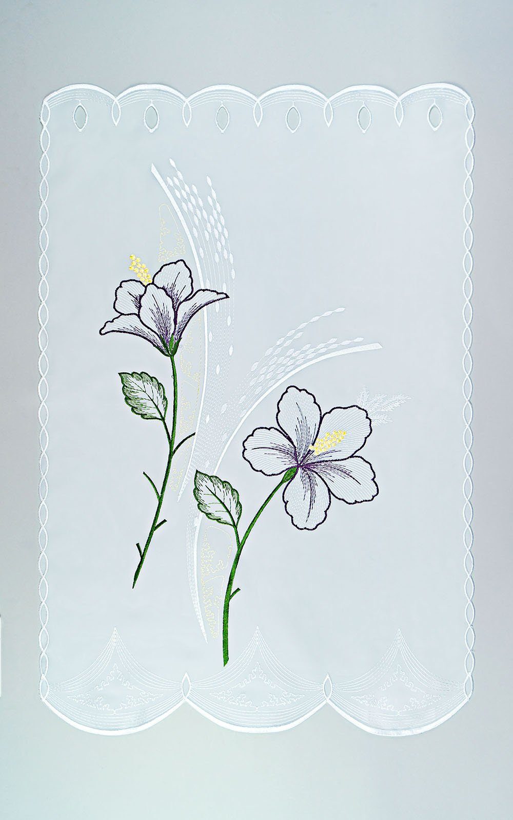 Scheibengardine Blume, HxB 70x49cm (1 Spitze®, Plauener St), transparent,
