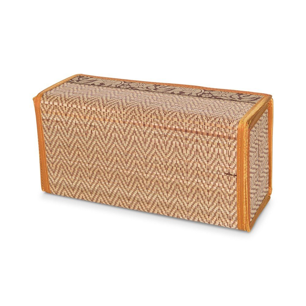 Kitama Papiertuchbox Kosmetiktücher Taschentuchbox aus natürlichem Bast mit Elefantenmuster (Orange/Braun), Made in Thailand