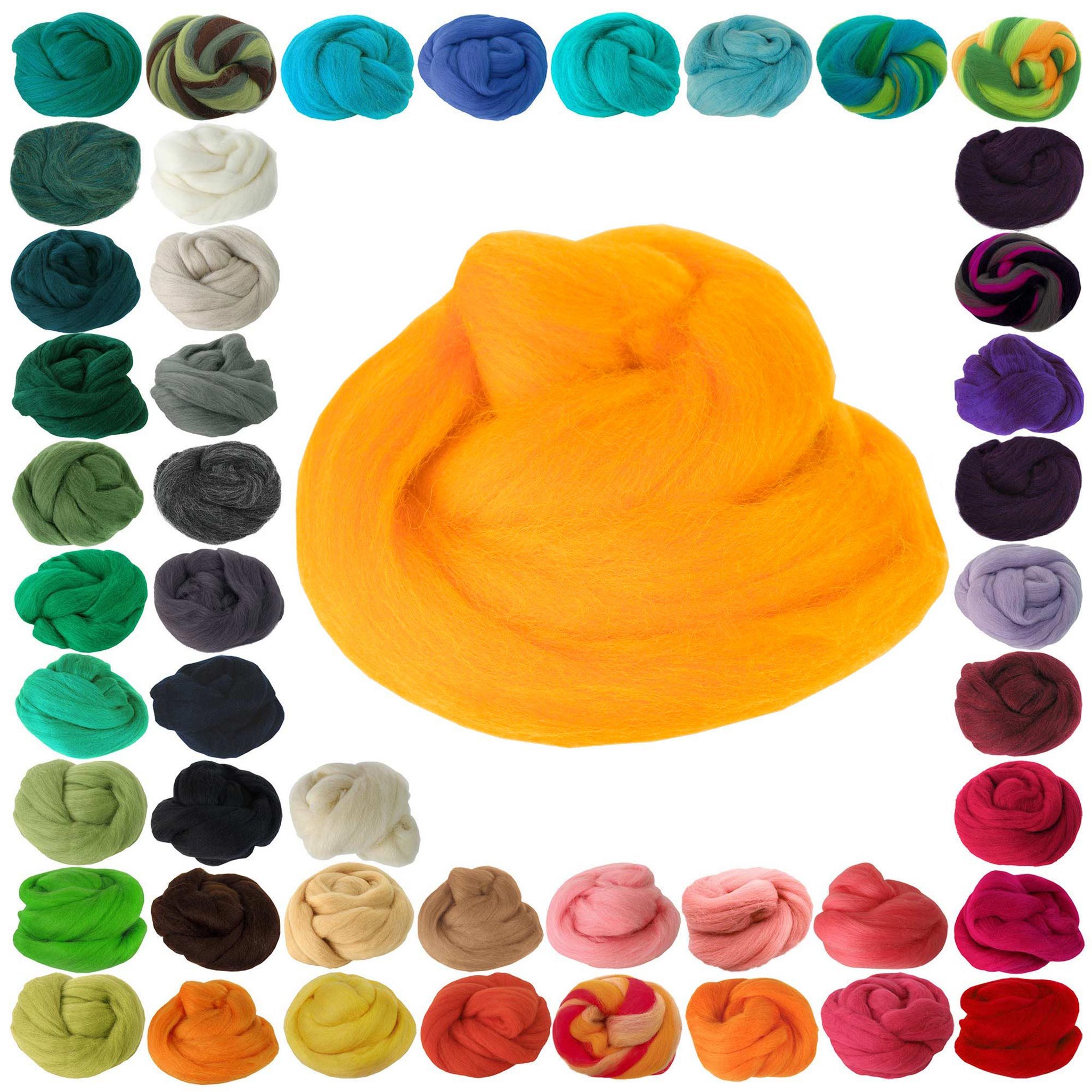 maDDma 25g Filzwolle / Märchenwolle, Nass- u. Trockenfilzen, Farbwahl Bastelgarn, neonorange