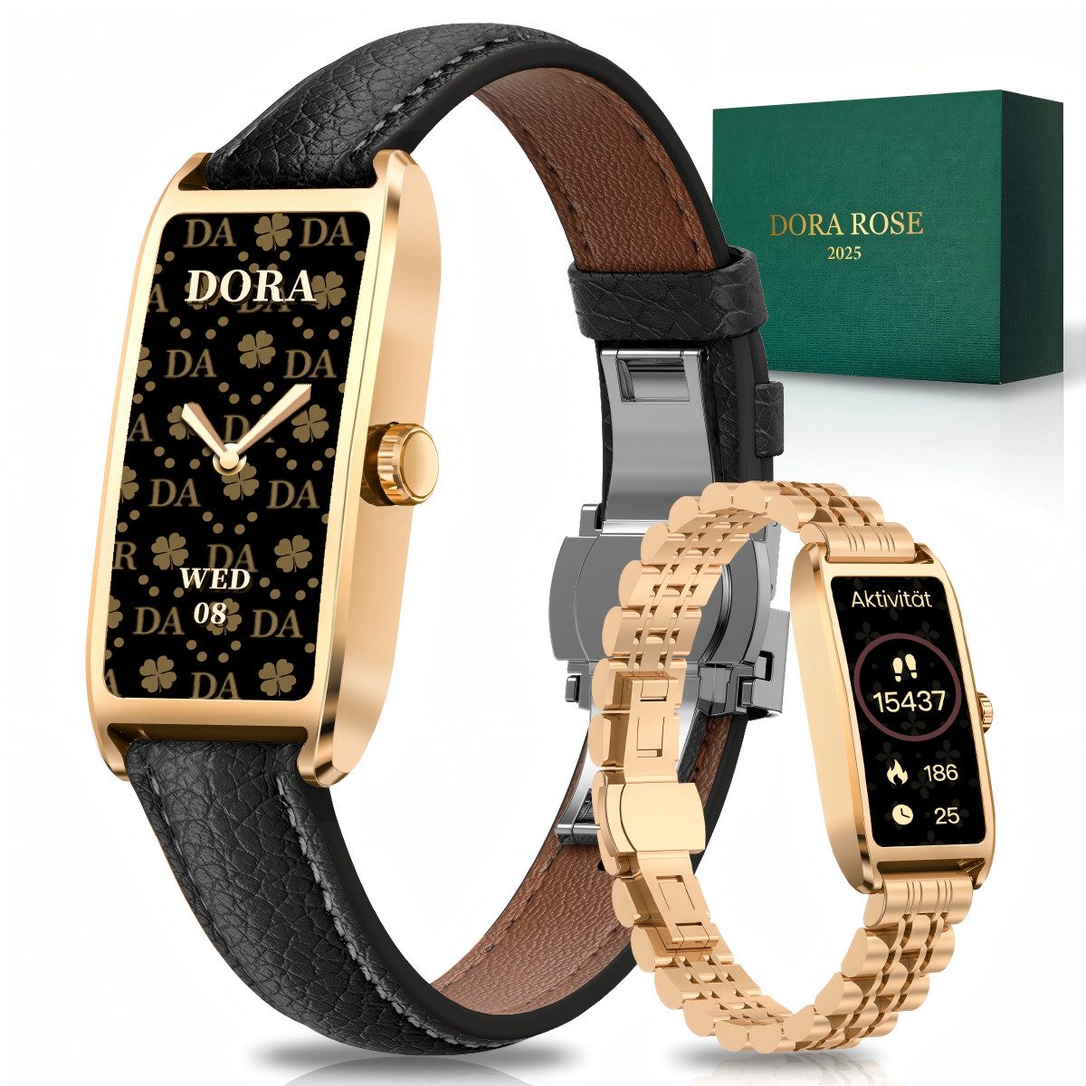 FOSMET 2025 Neueste Smartwatch Damen 1.13" AMOLED Display,30 Tage Standby Smartwatch, IP68/Herzfrequenz/SpO2/BlutdruckEchtzeitüberwachung/Schlafüberwachung