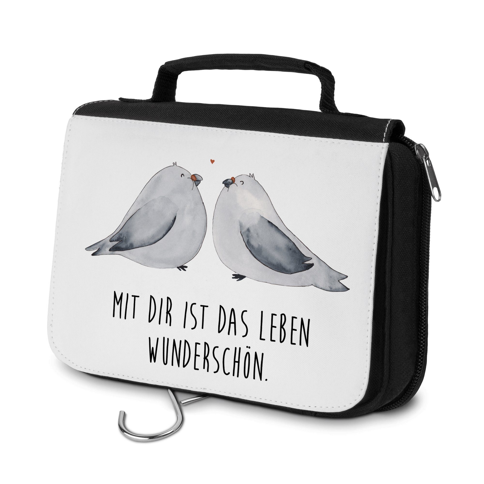 Mr. & Zum Panda Kulturbeutel Liebe Jahrest Turteltauben Weiß - Geschenk, Ehefrau, Mrs. Aufhängen, - (1-tlg)