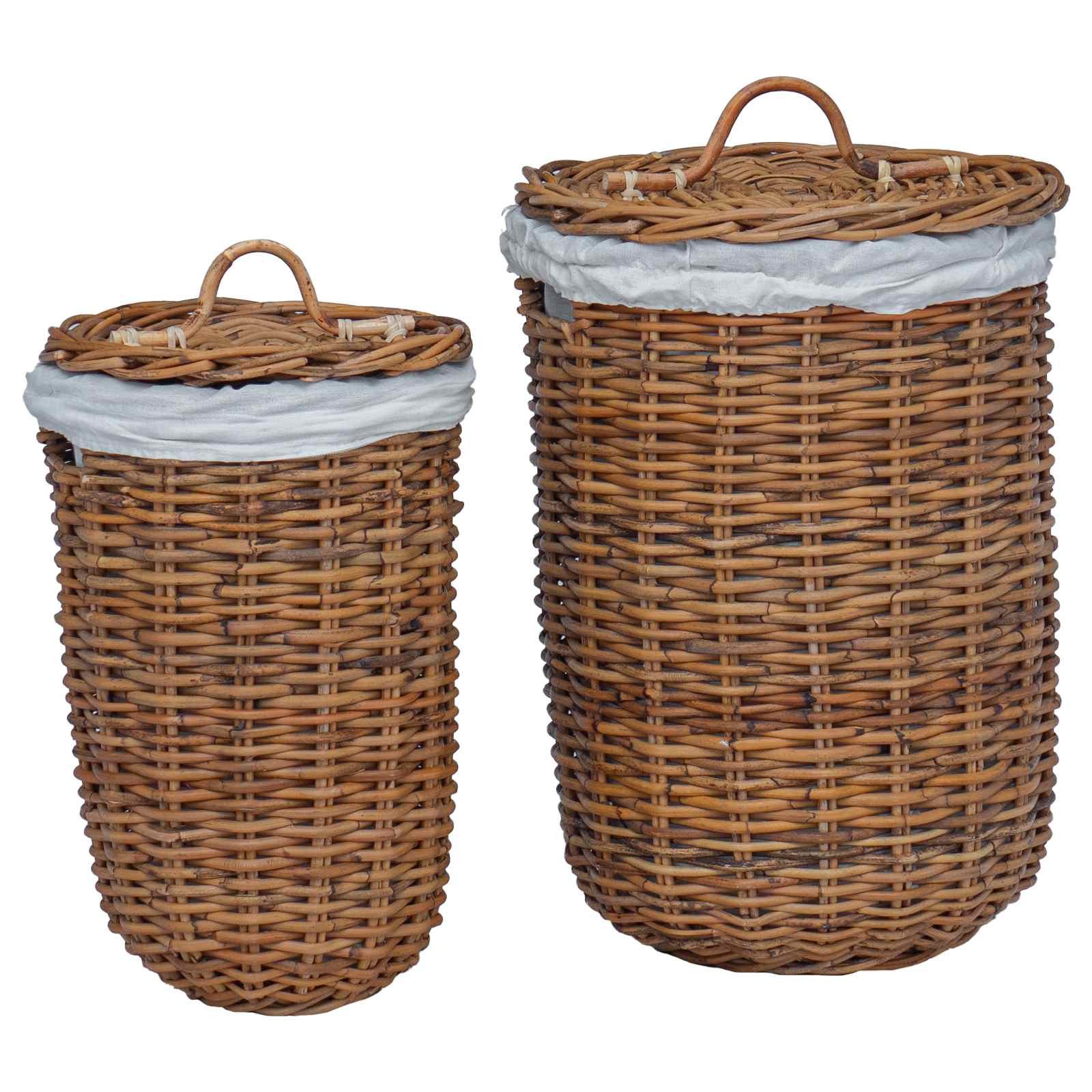 vidaXL Wäschekorb 2 pcs Braun Kubu Rattan (2 St)