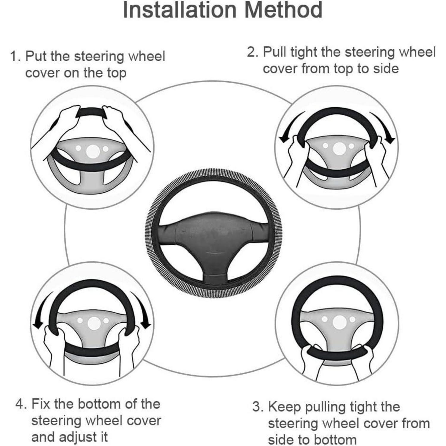 Luxury Collection Car Floor Mat Steering Wheel Cover Glitter Universal Car Rhinestones Women Colorful