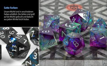 SHIBBY Spielesammlung, 7 polyedrische Resin-DND-Würfel inkl. Aufbewahrungsbox