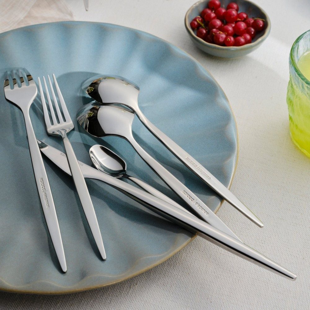 Karaca Besteck-Set Karaca Elegance New Thor V2, 84-teiliges Besteckset 12 Personen Platin (84-tlg), 12 Personen, 18/10 Edelstahl, bruchfest rostfrei