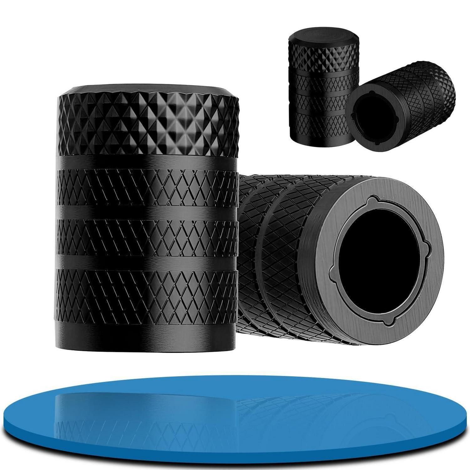 LuxusKollektion Ventilkappe Ventilkappen Aluminium 4er Luftdicht UV Staubdicht Schwarz*4