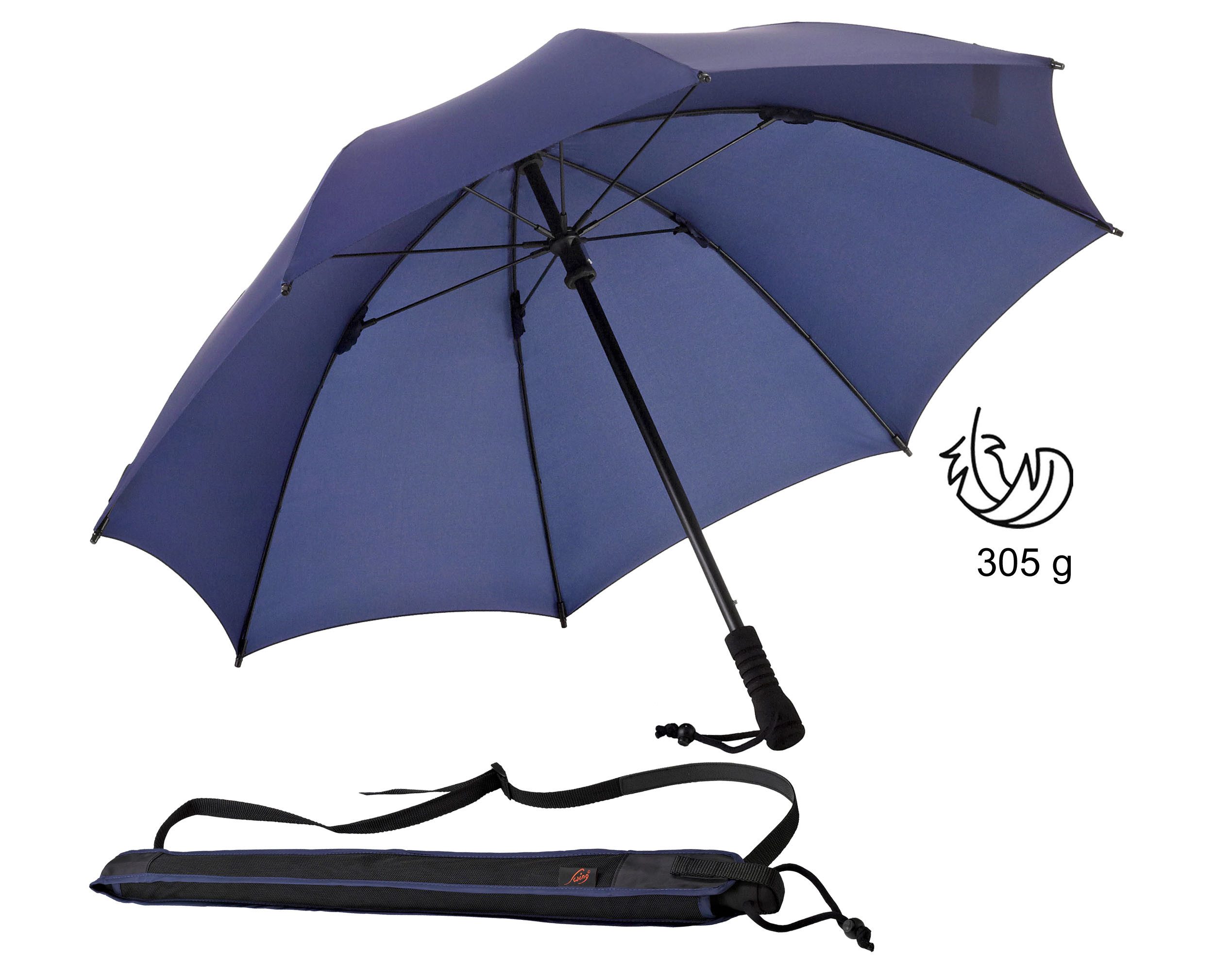 EuroSCHIRM® Stockregenschirm Swing, geringes Gewicht, mit Schultertragegurt an der Hülle