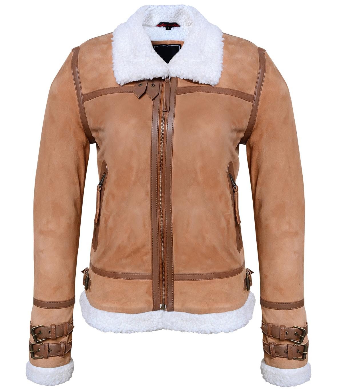MDM Lederjacke Damen Fell Lederjacke Mit günstig online kaufen