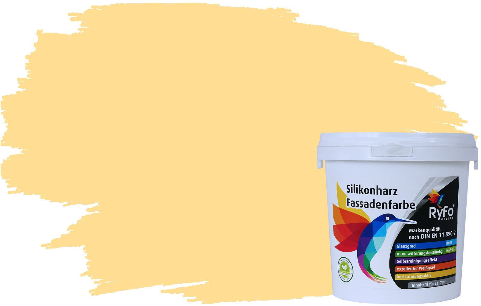 RyFo Colors Fassadenfarbe Silikonharz Fassadenfarbe Orangetöne, 1 L ca. 6 m², Wasserabweisend, diffusionsfähig, schützt vor Schmutz, Algen, Pilzen