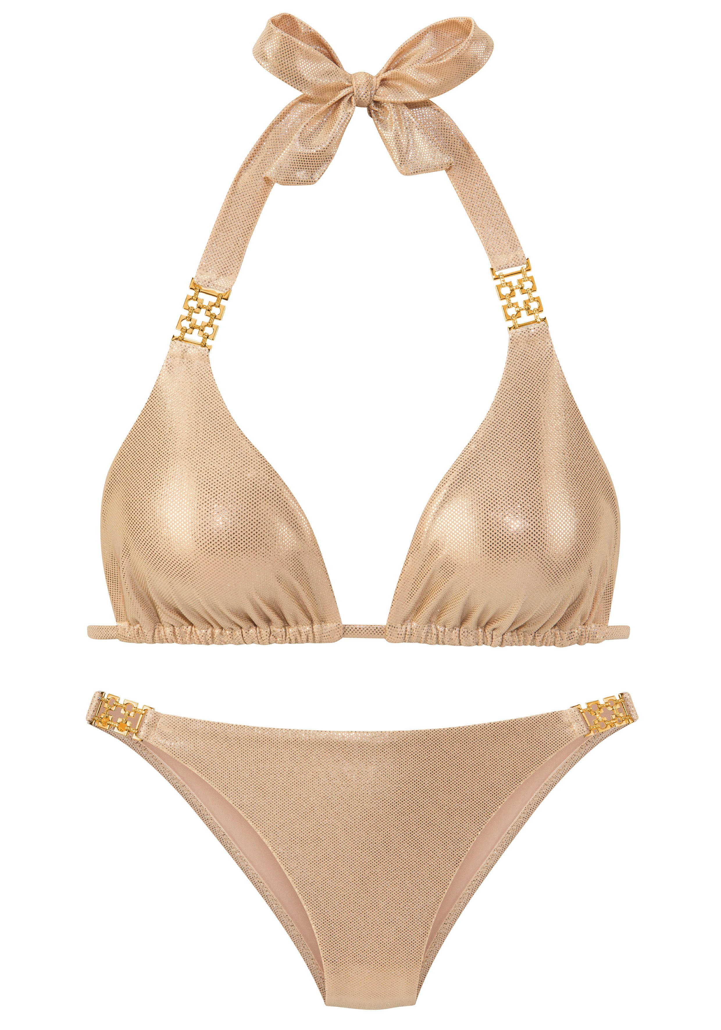 LASCANA Triangel-Bikini Rio mit goldfarbenen Zierschnallen günstig online kaufen