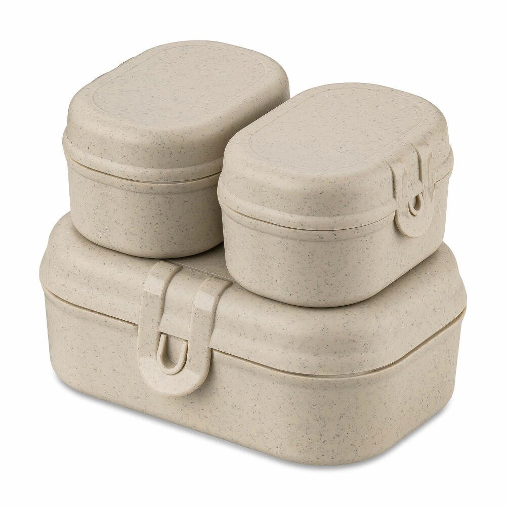 KOZIOL Lunchbox Pascal Ready Mini Nature Desert Sand, Kunststoff, (Set, 3-tlg), ineinander stapelbar