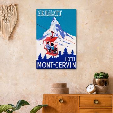 Posterlounge Leinwandbild Vintage Ski Collection, Zermatt in der Schweiz, 1935, Vintage Illustration