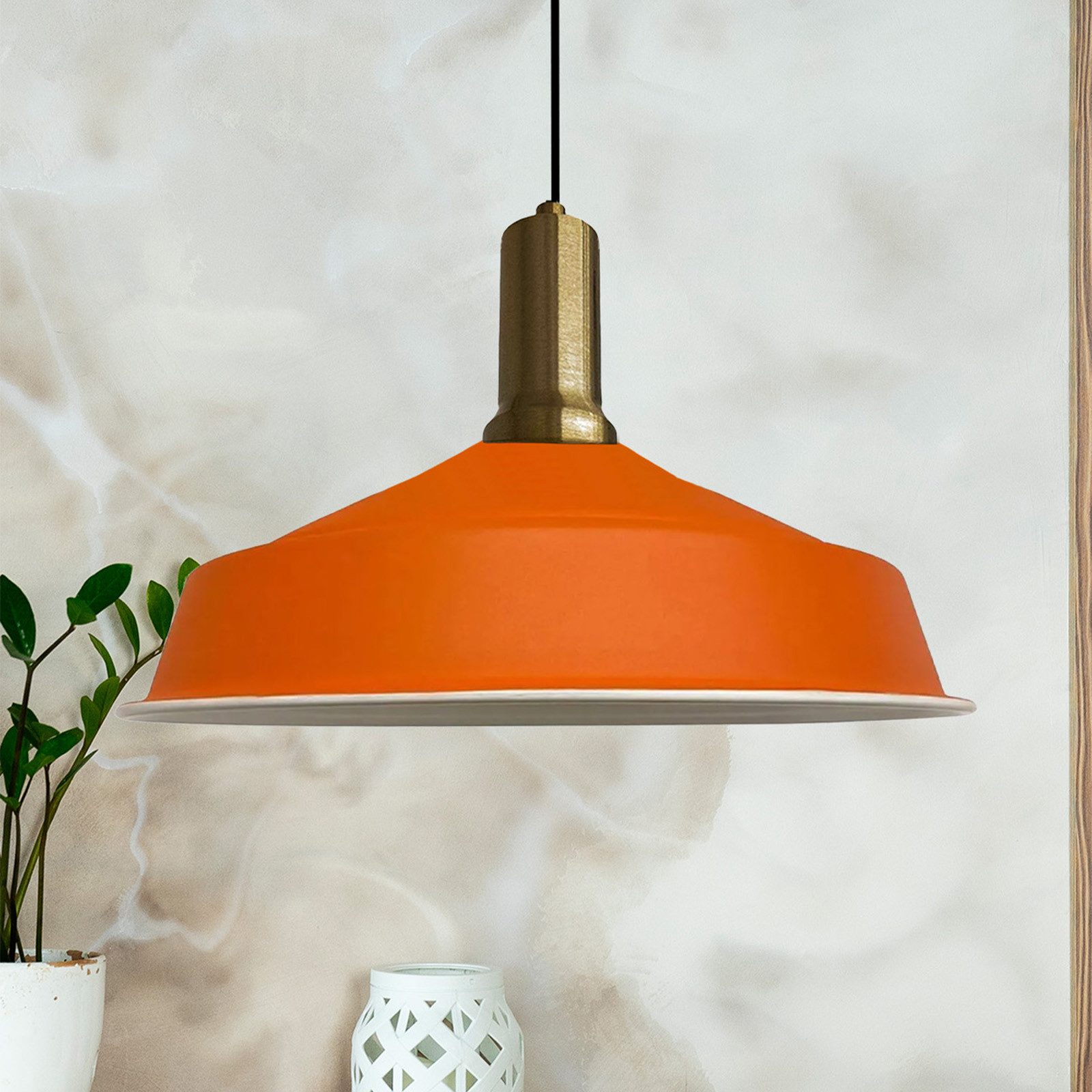 Bamyum Pendelleuchte Hängelampe AsletlEF Ø40 cm, Pendelleuchte Vintage, E27 Lampe, ohne Leuchtmittel, E27, Dimmbar, Einstellbare Kabellänge