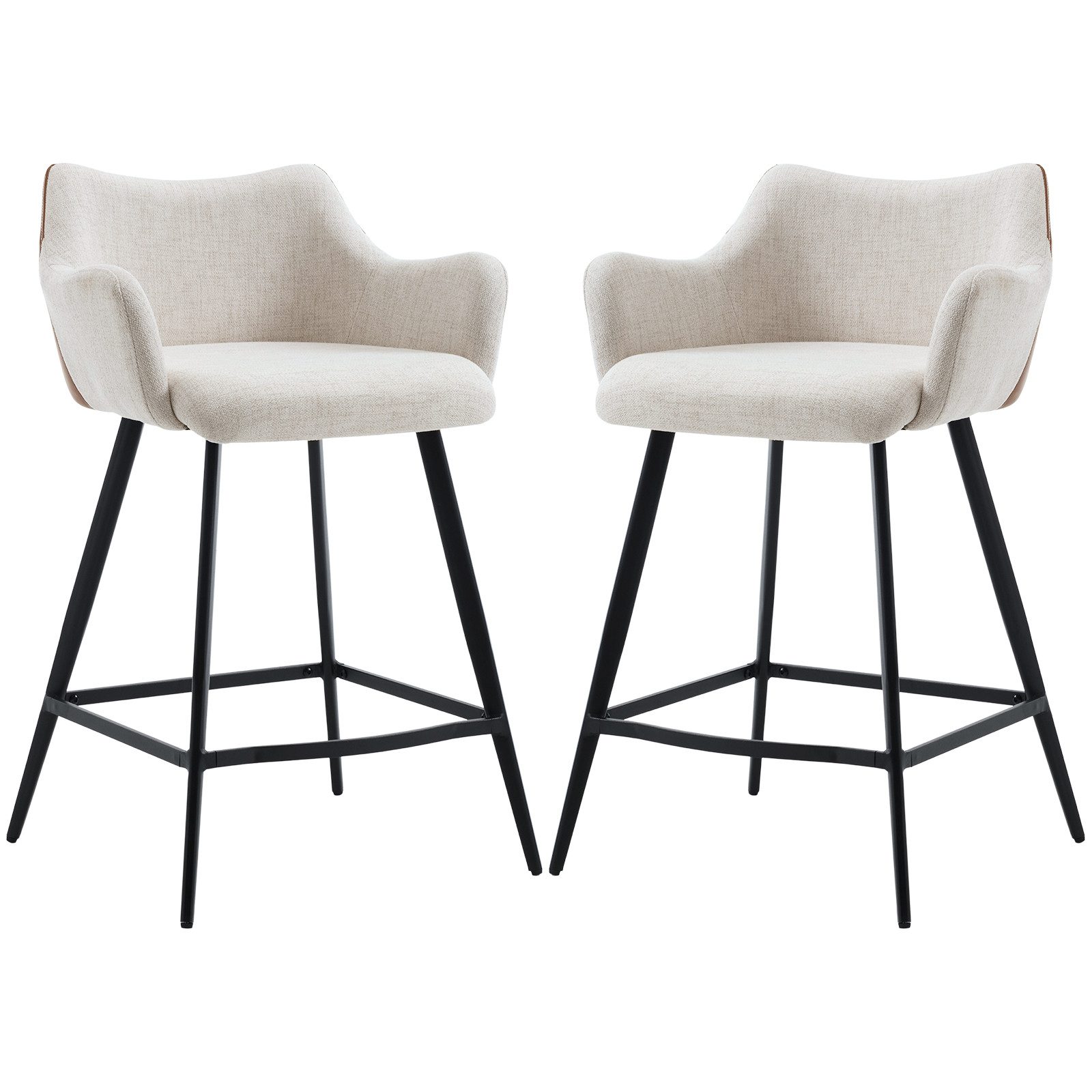 Barhocker 2er Set, mit Lehne 2 farbig Bistrohocker aus Teddystoff Kunstleder