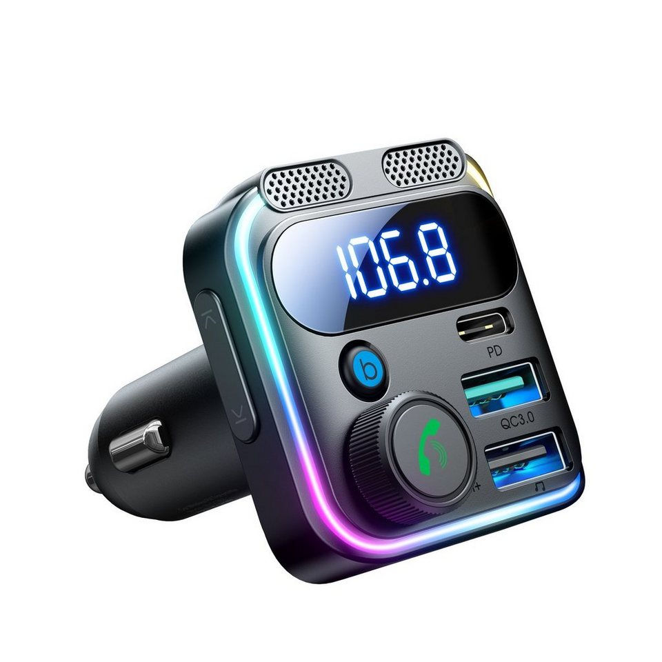 JOYROOM Joyroom 48W FM-Transmitter 2x USB-A USB-C mit Dual-Mikrofon –  Schwarz KFZ-Transmitter