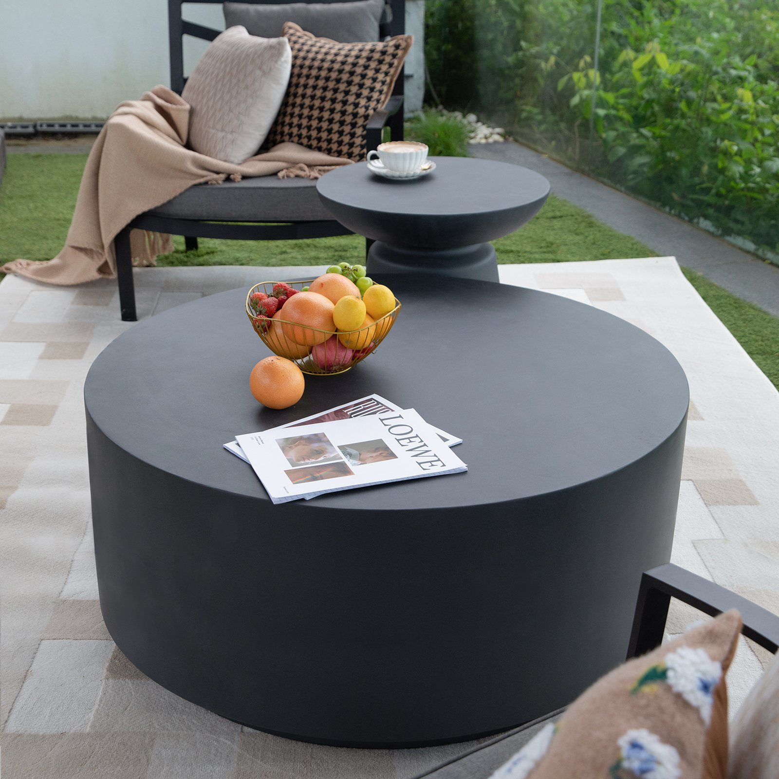 ELEMENTI Couchtisch Rome Betontisch, Runde Mittel, Gartentisch (1 Tisch
