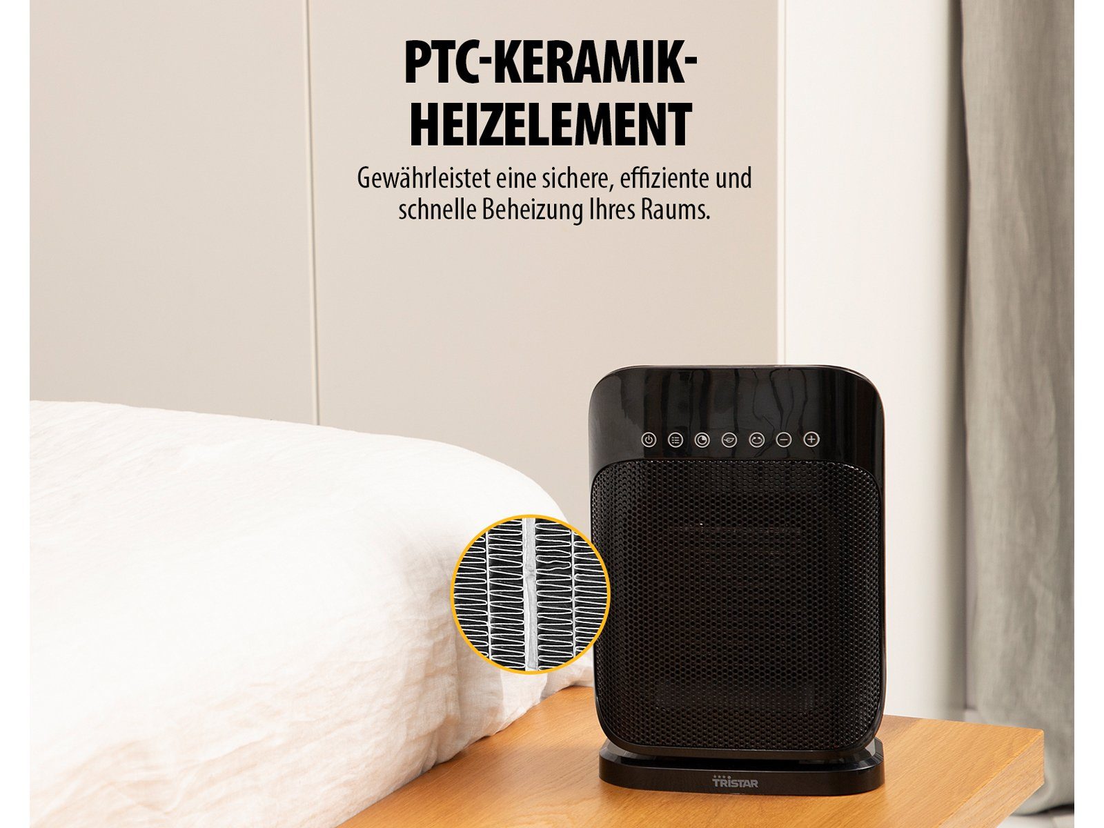 Tristar Keramikheizlüfter, 1800 W, Elektroheizer Warmluftheizung & Ventilator Keramikheizer, Thermostat