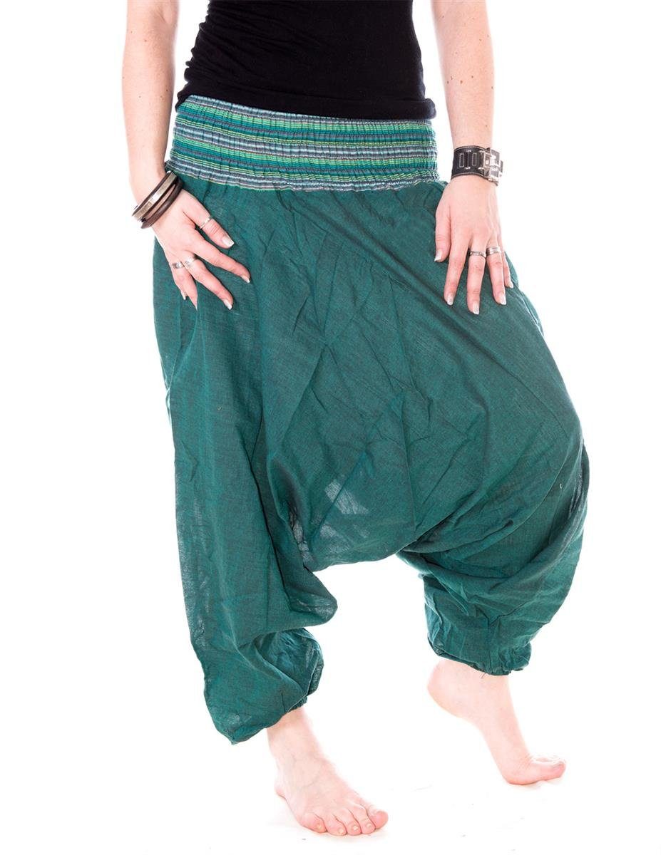 Vishes Haremshose Baumwoll Haremshose mit gestreiftem Bund Orientalisch, Yoga, Festival, Hippie Style